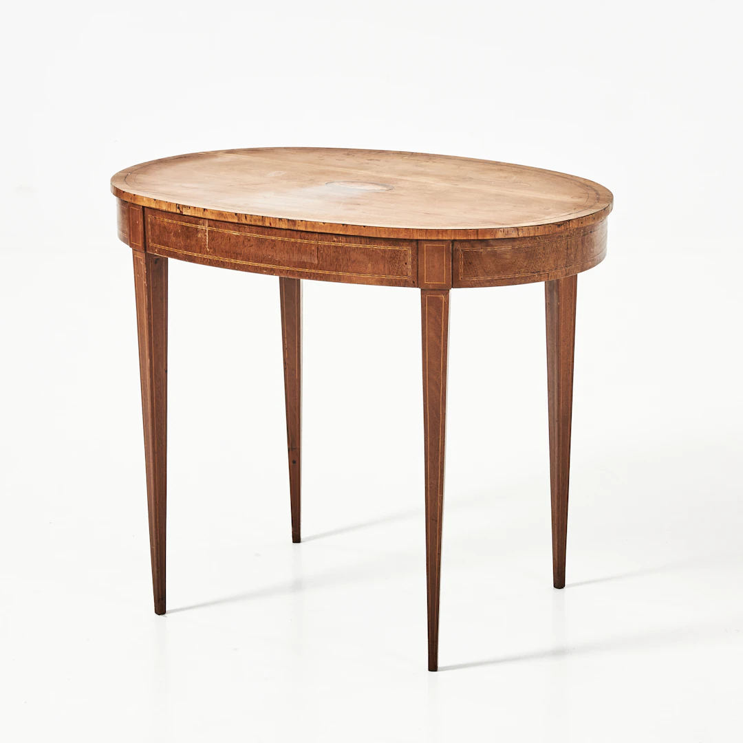 SALONGSBORD, gustaviansk stil, 1900-talets början, mahogny med intarsia