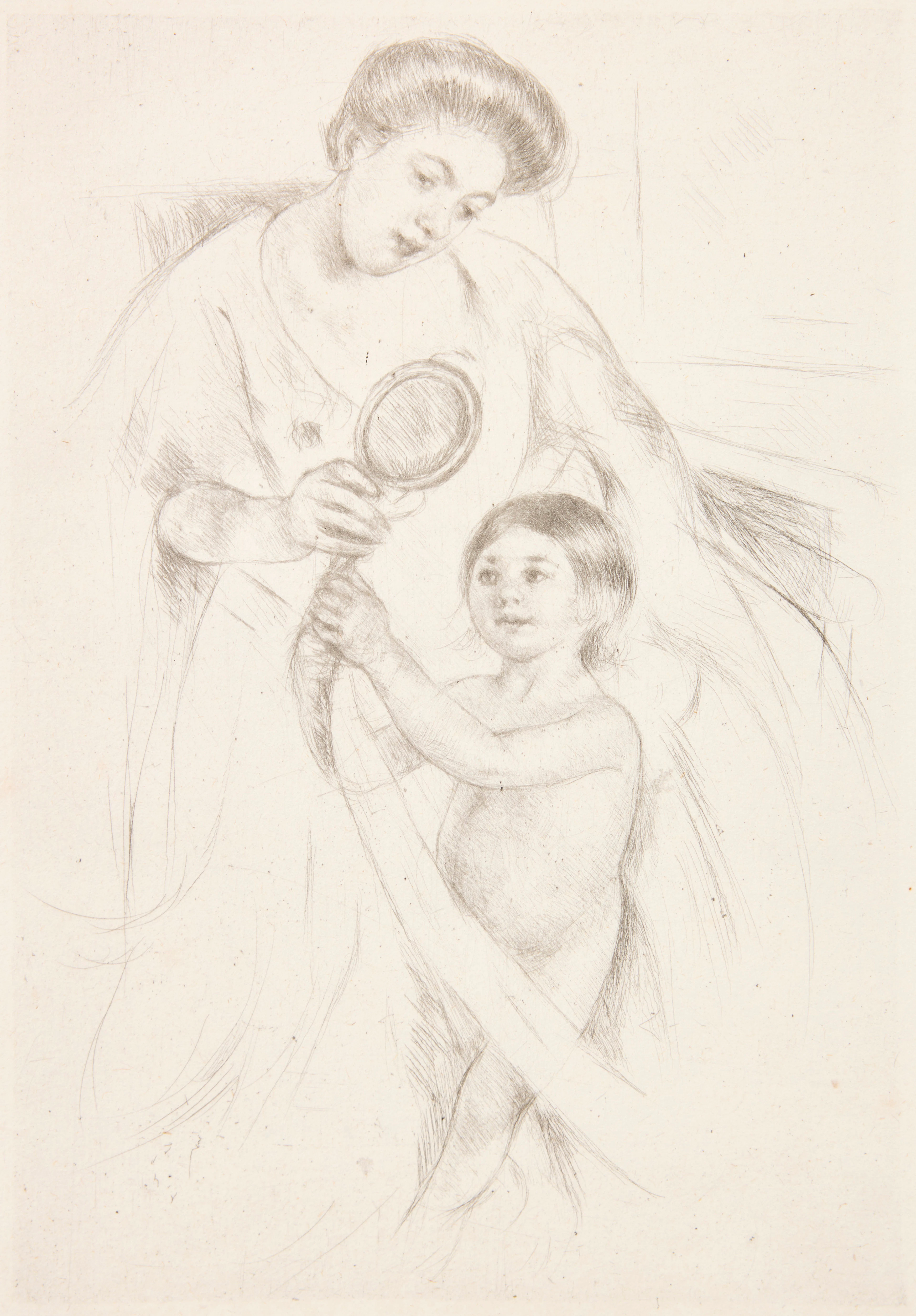 MARY CASSATT. "Looking into the Hand Mirror (No. 3).".