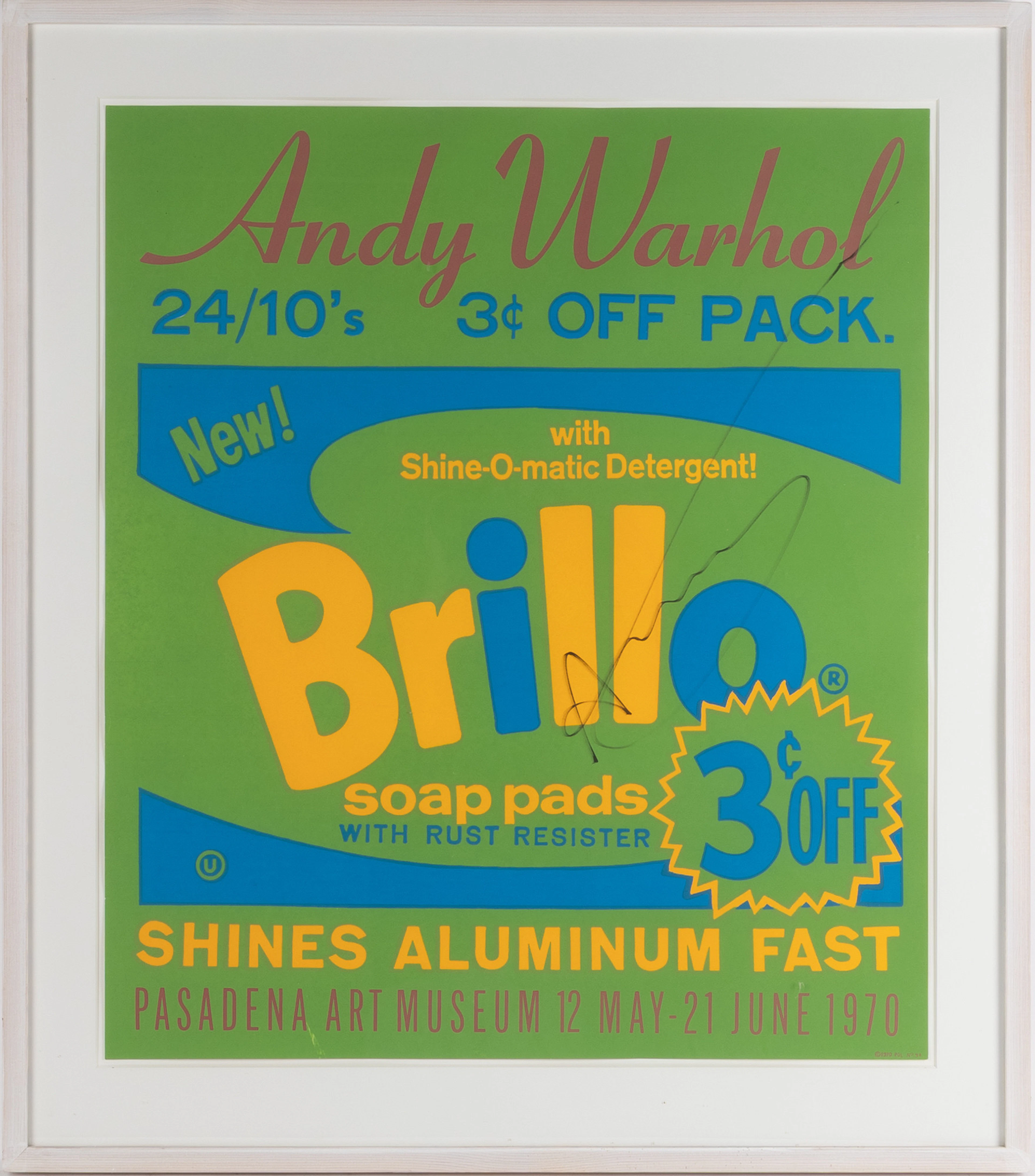 ANDY WARHOL. EFTER. Utställningsaffisch, "Brillo", Pasadena Art Museum, 1970.