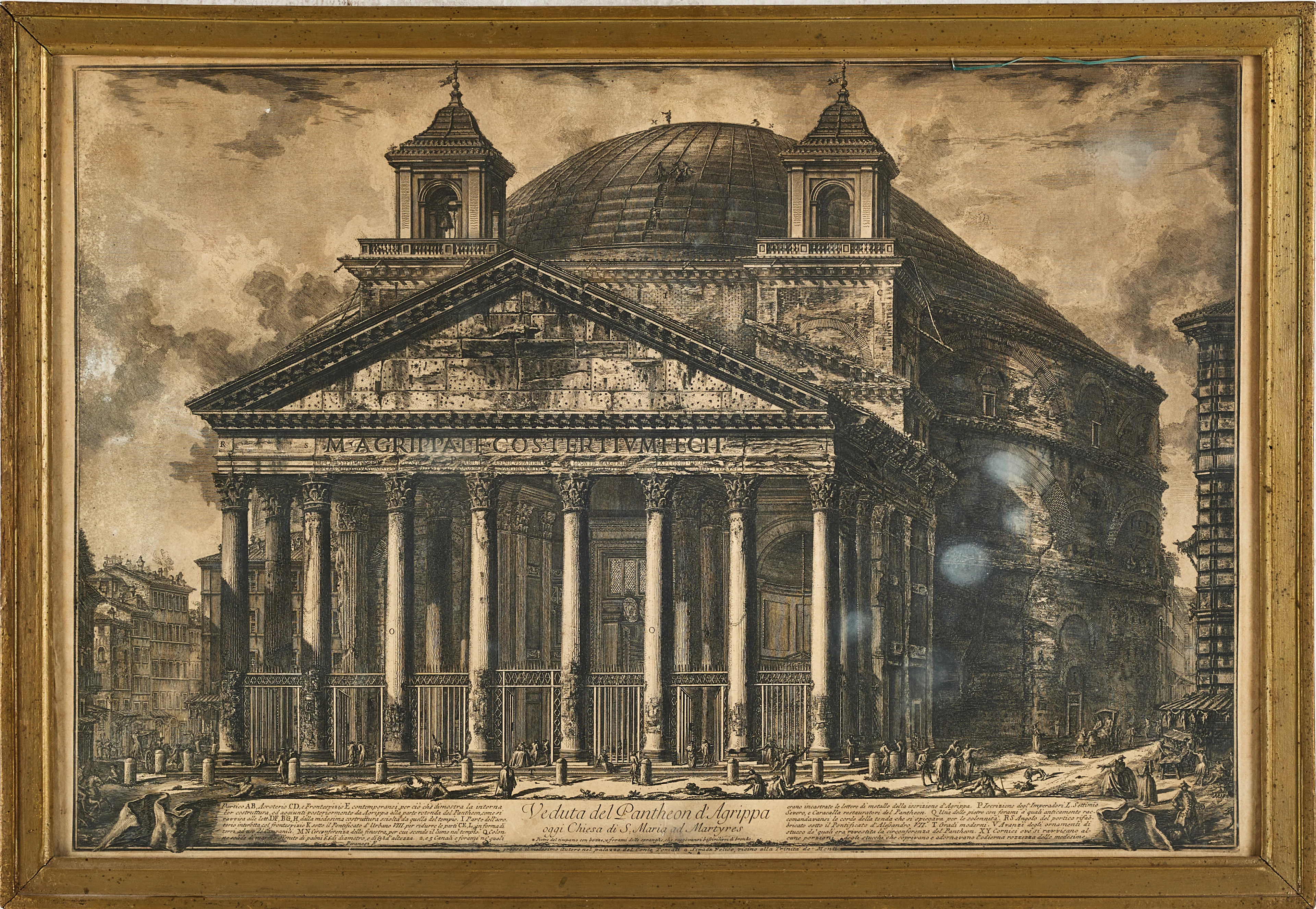 GIOVANNI BATTISTA PIRANESI, etsning, Pantheon, 1800-tal, i samtida ram.