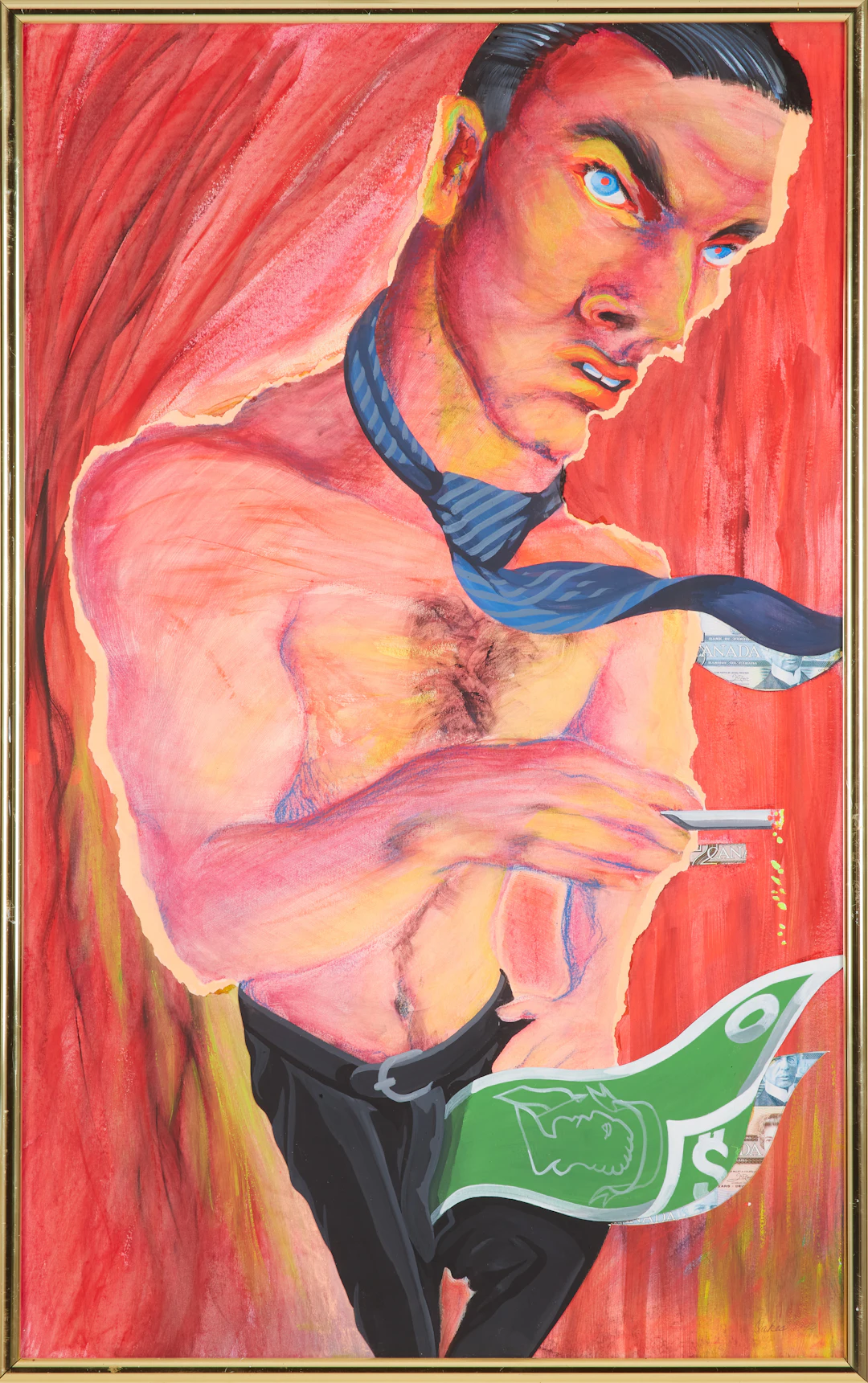 JULIE OAKES. Porträtt, blandteknik/collage, signerad och daterad, -92.