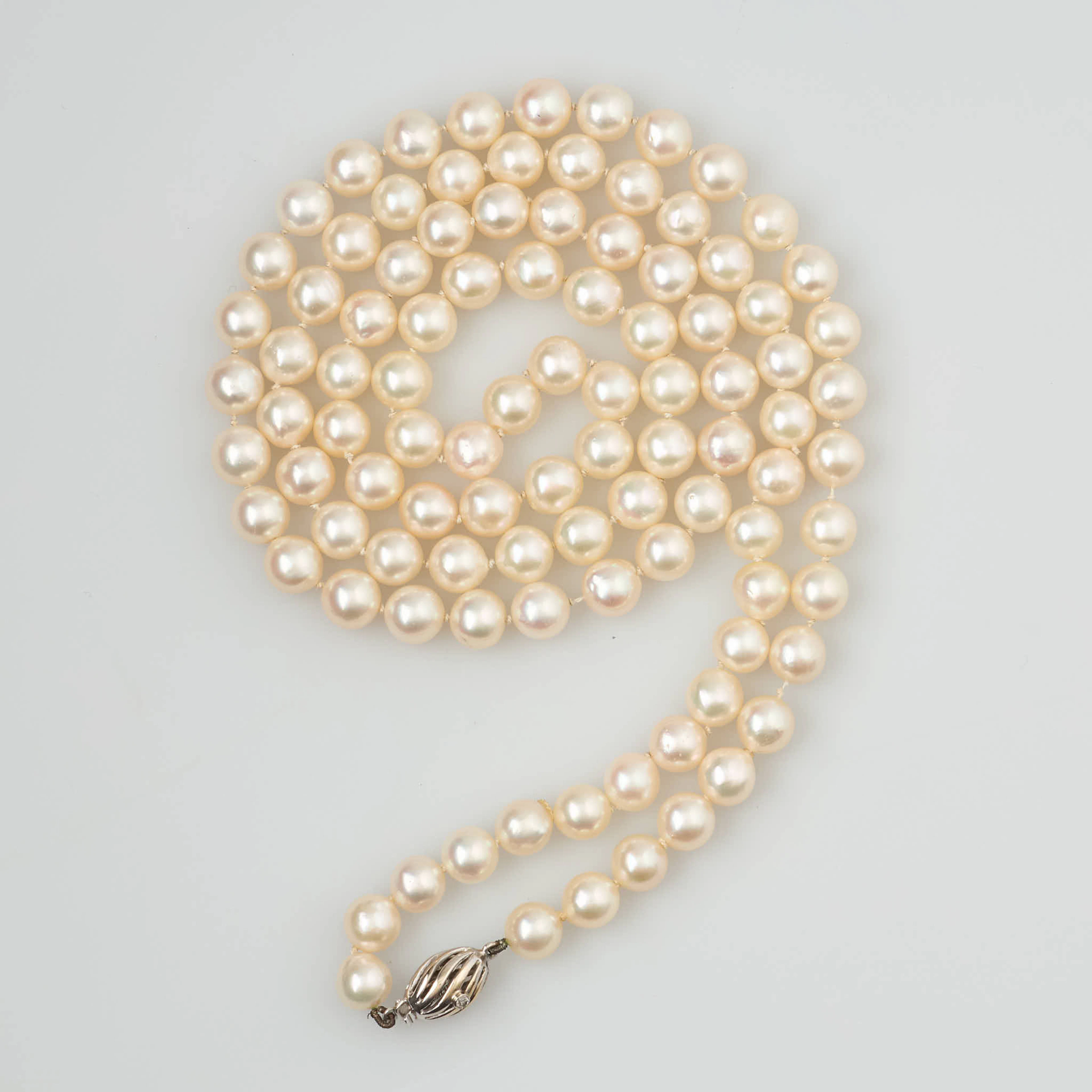 PÄRLCOLLIER, 18K låsa med diamanter, Finn Safir 1970-1980-talet.