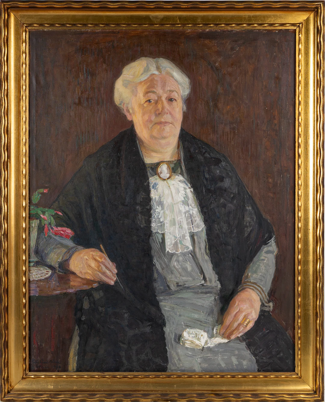FRITZ LINDSTRÖM (1874-1962). Porträtt av dam, olja på duk.