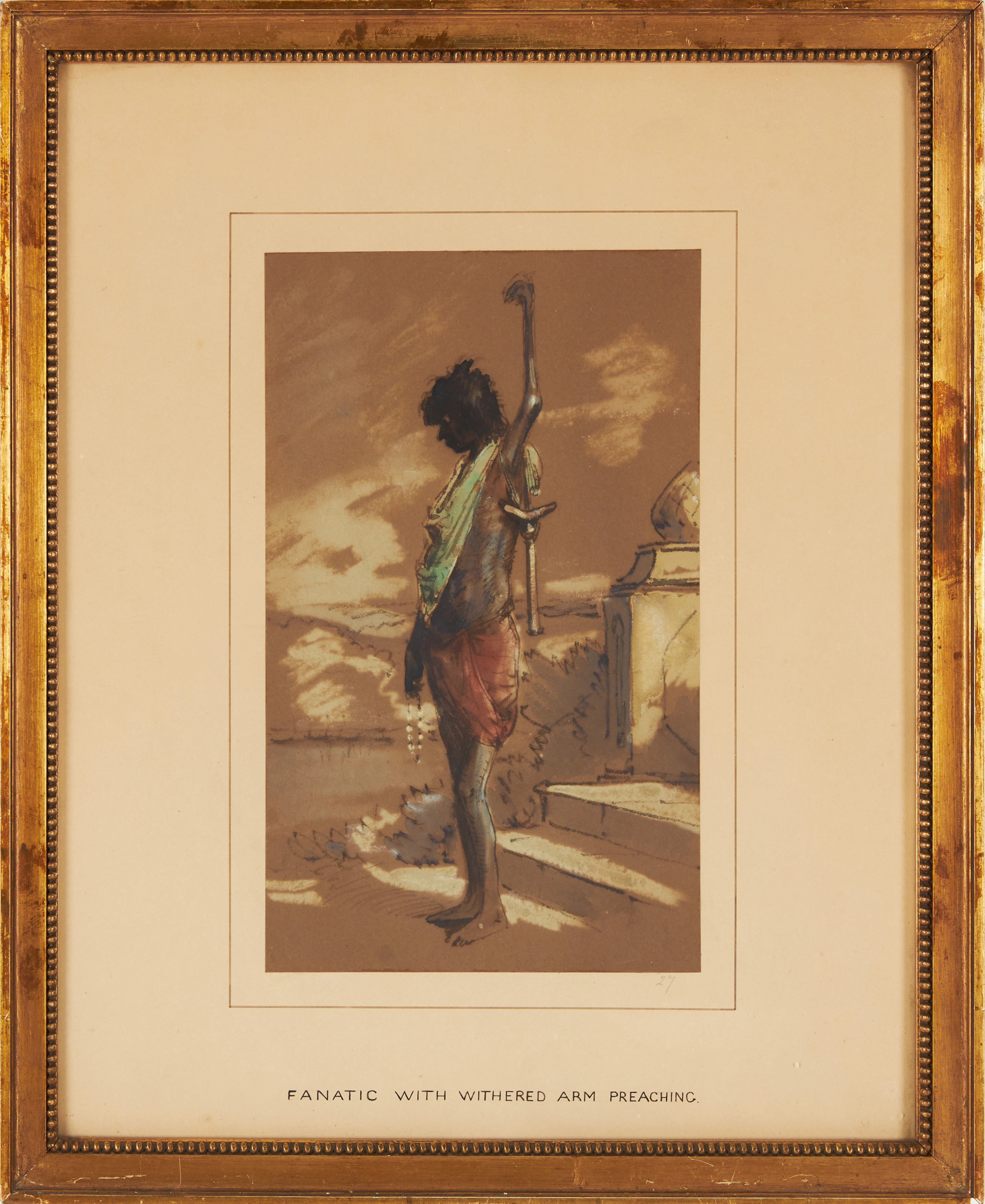 EGRON LUNDGREN. "Fanatic with withered arm preaching" motiv från Indien.