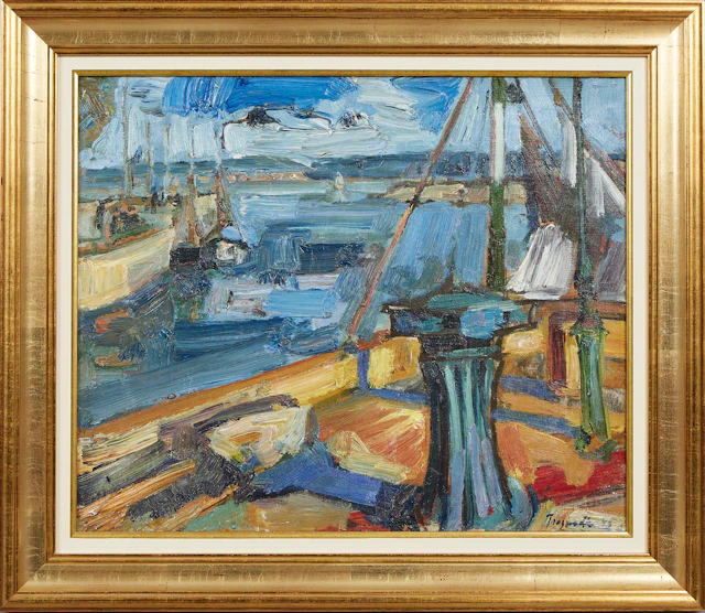 BJÖRN TRAGARDH (1908-1998). Hafenszene, Ölgemälde.