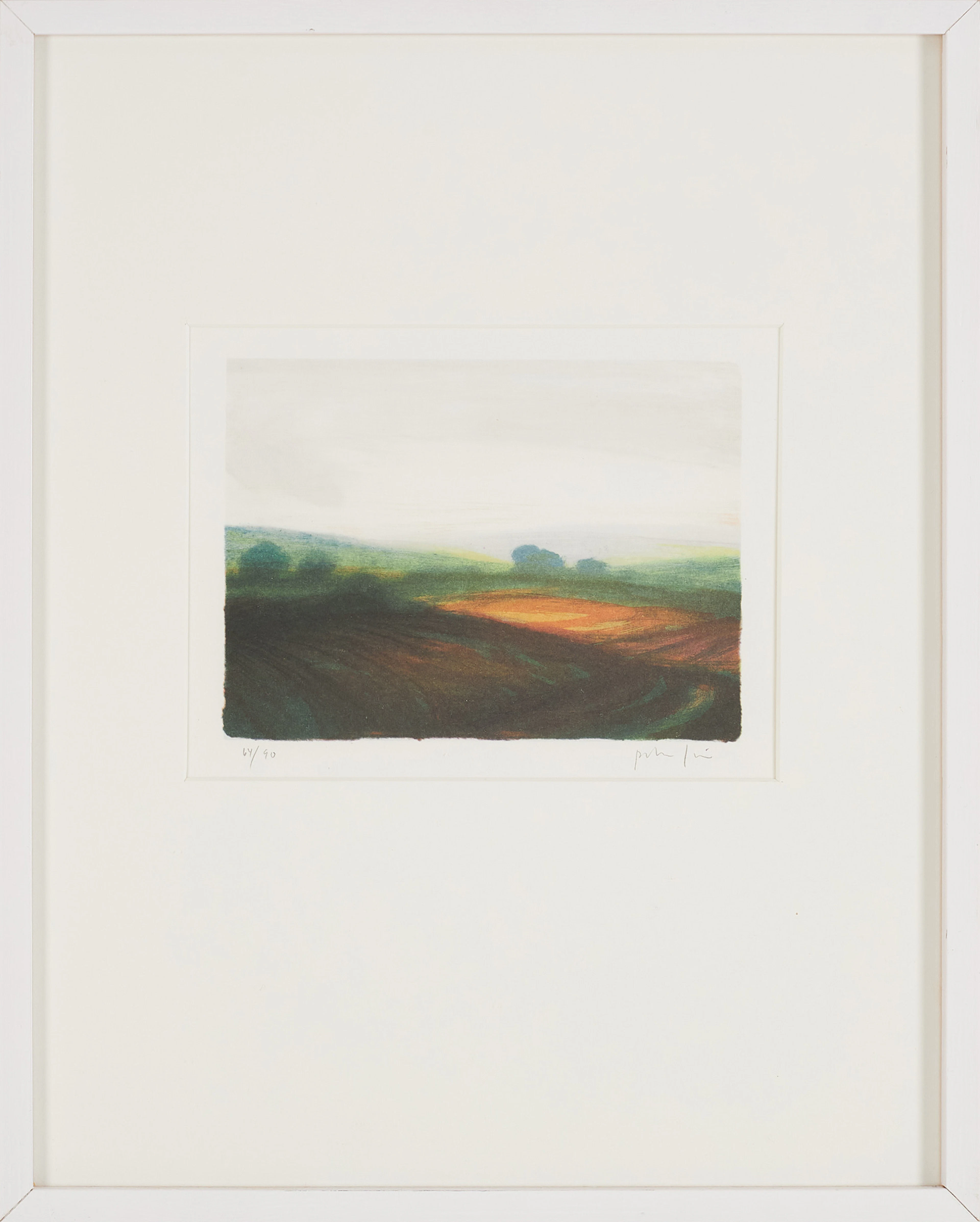 PETER FRIE. "Landskap", signerad Peter Frie, 64/90, färglitografi.