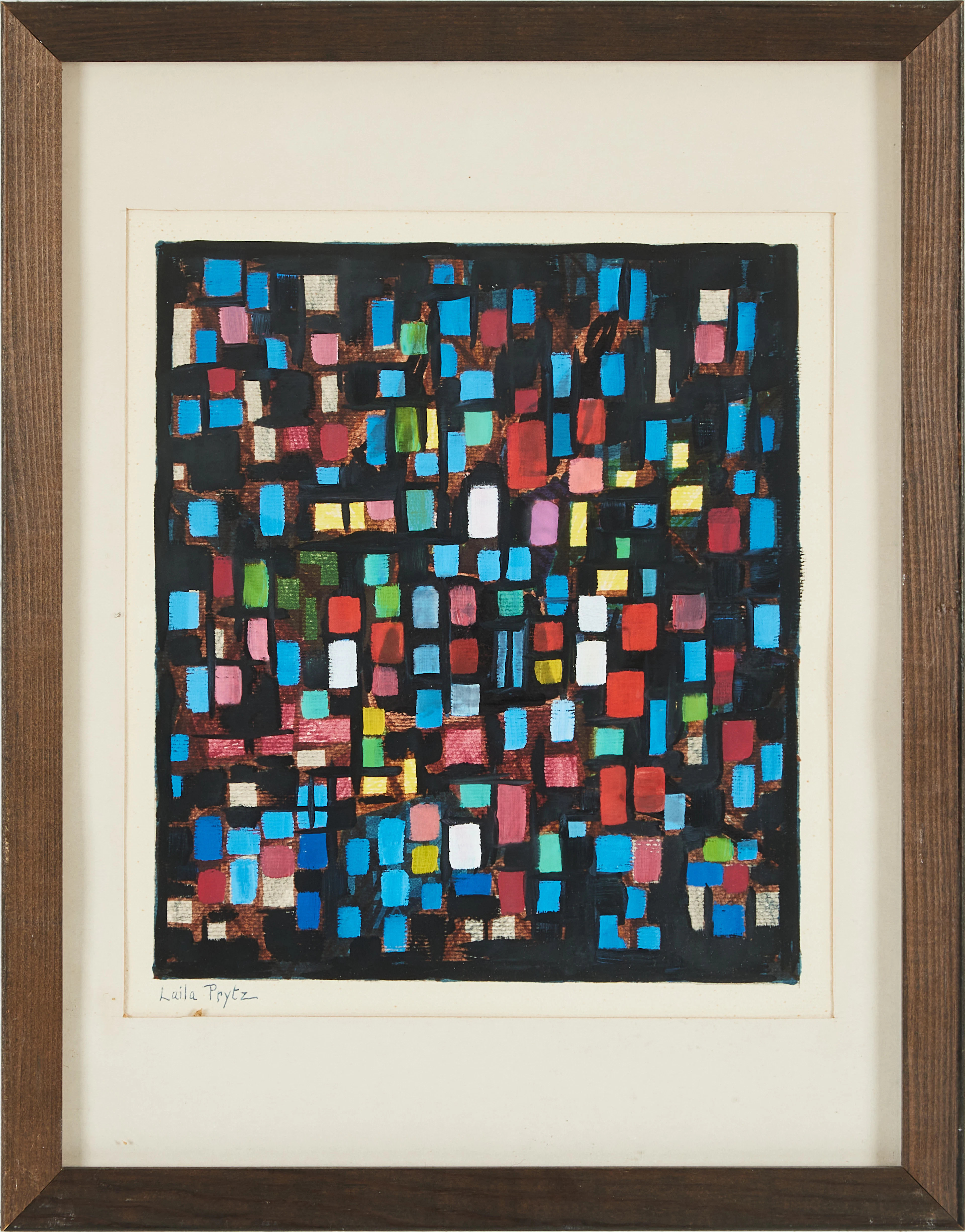 LAILA PRYTZ (1907-1982). "Ljusen i natten", gouache på papper, signerad.