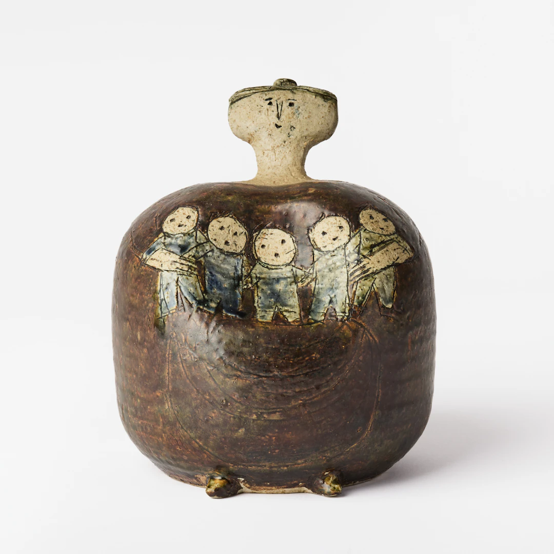 LISA LARSON. Skulptur, stengods, 1950/60-tal, unik, modersfigur med
