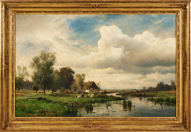GUSTAF RYDBERG. Vårlandskap - Skåne, oljemålning på duk,signerad G. Rydberg.