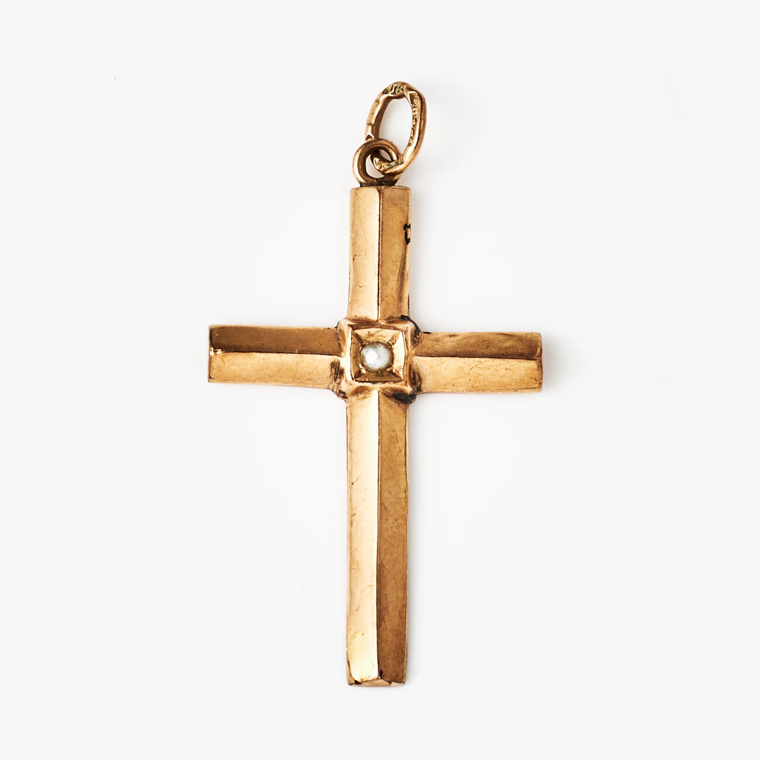 HÄNGE, 18K guld med halvpärla, Gustaf Dahlgren, Malmö 1898.