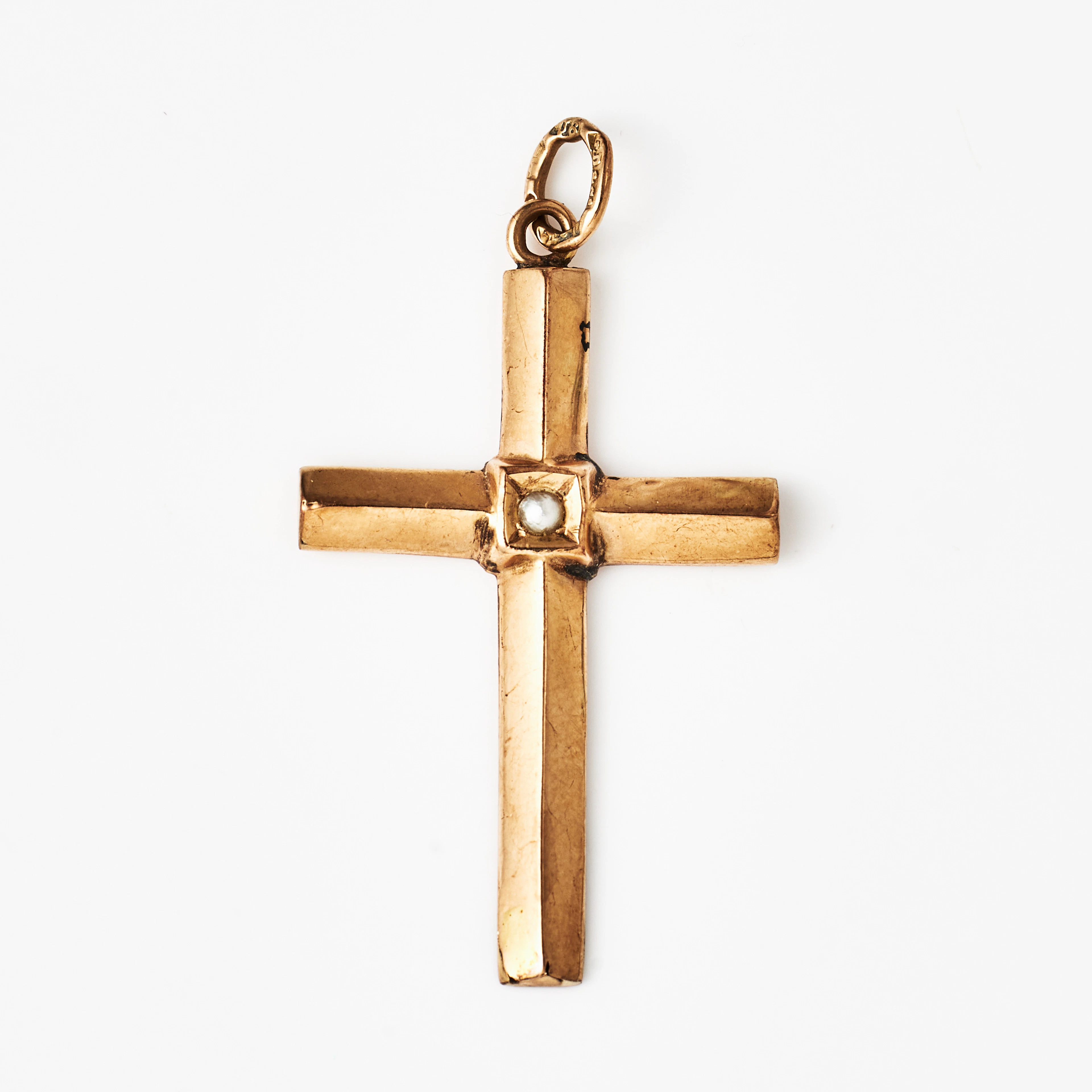 HÄNGE, 18K guld med halvpärla, Gustaf Dahlgren, Malmö 1898.