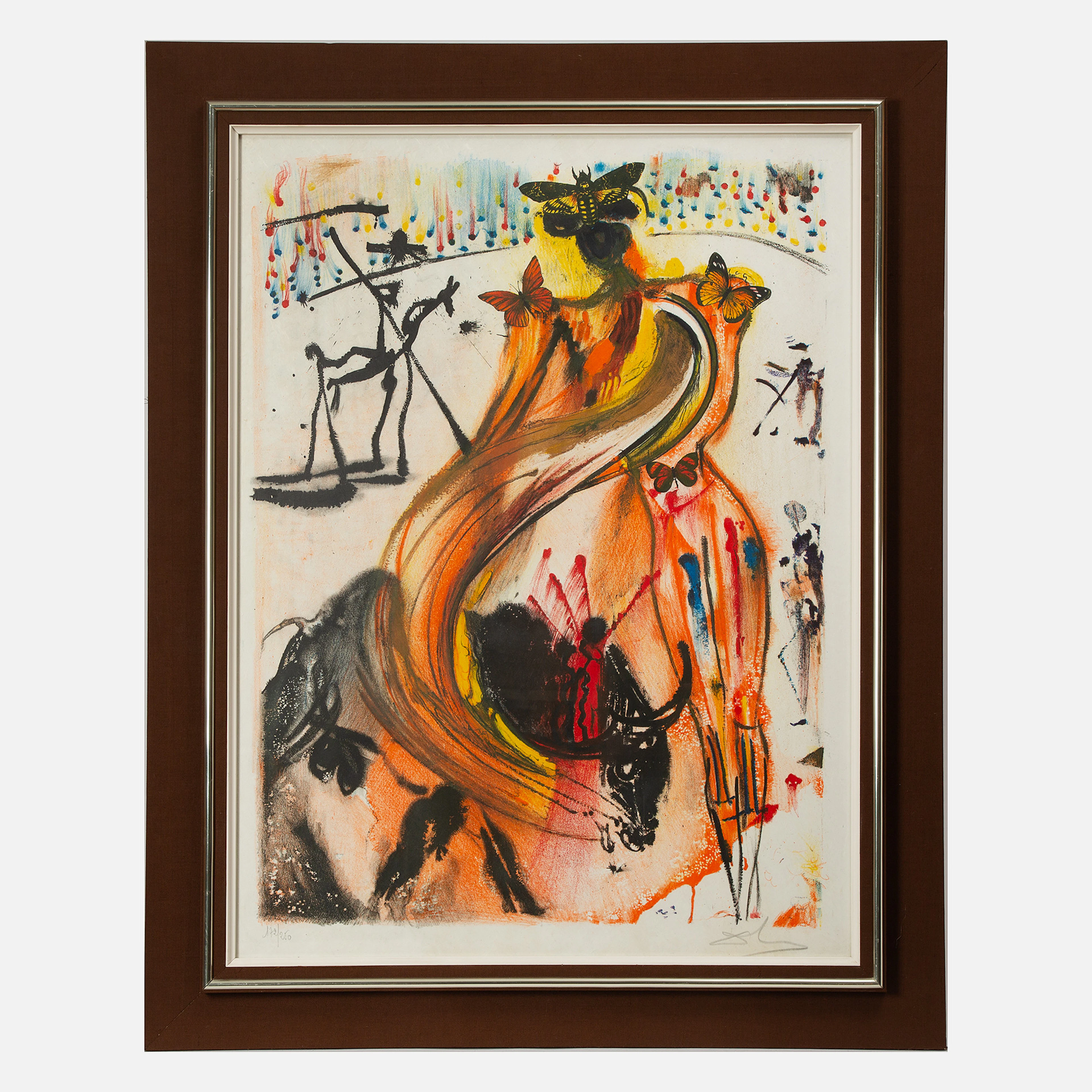 SALVADOR DALÍ. "Papillon Torádor", färglitografi, signerad och numrerad