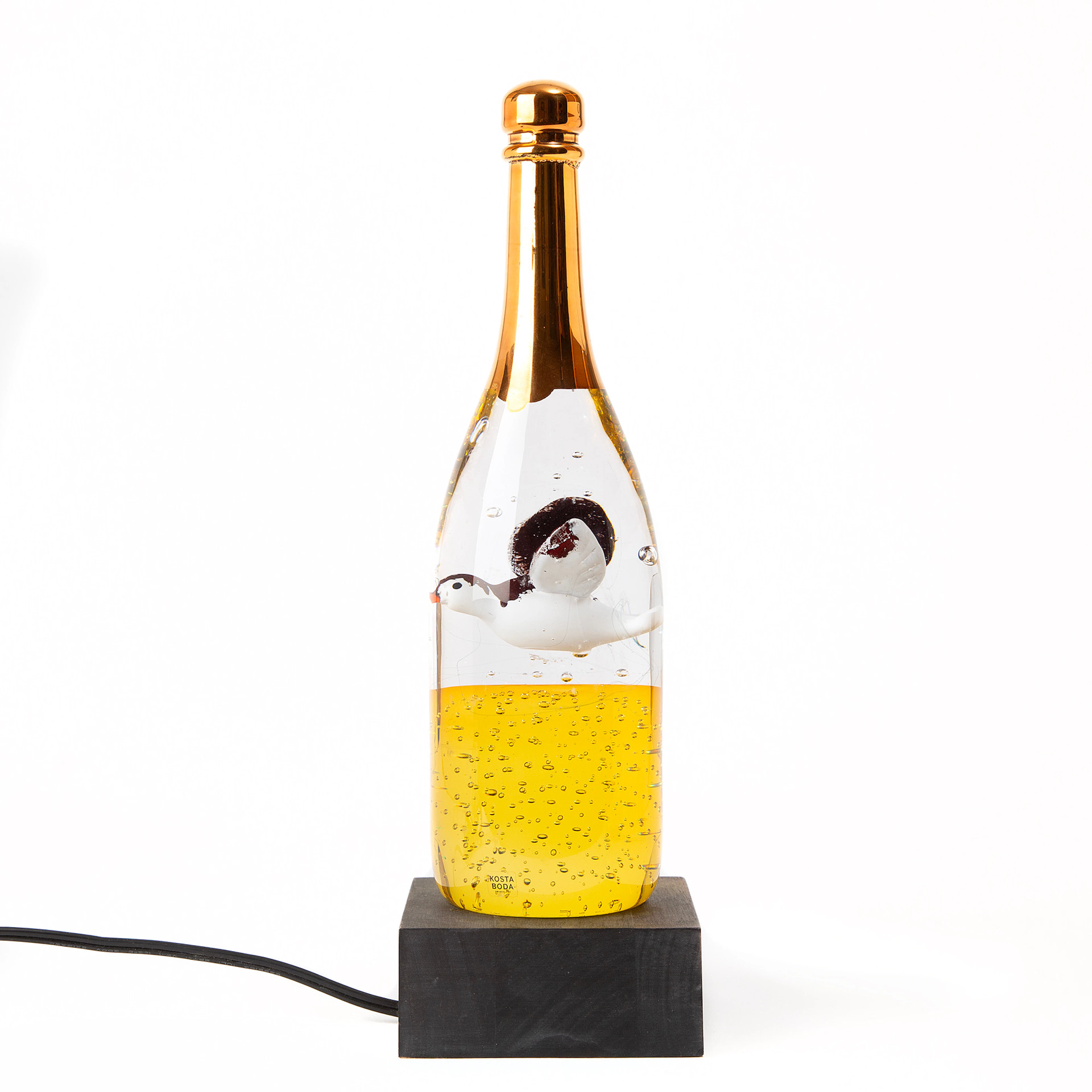 KJELL ENGMAN. Skulptur, "Who have touched my bottle", glas, Kosta