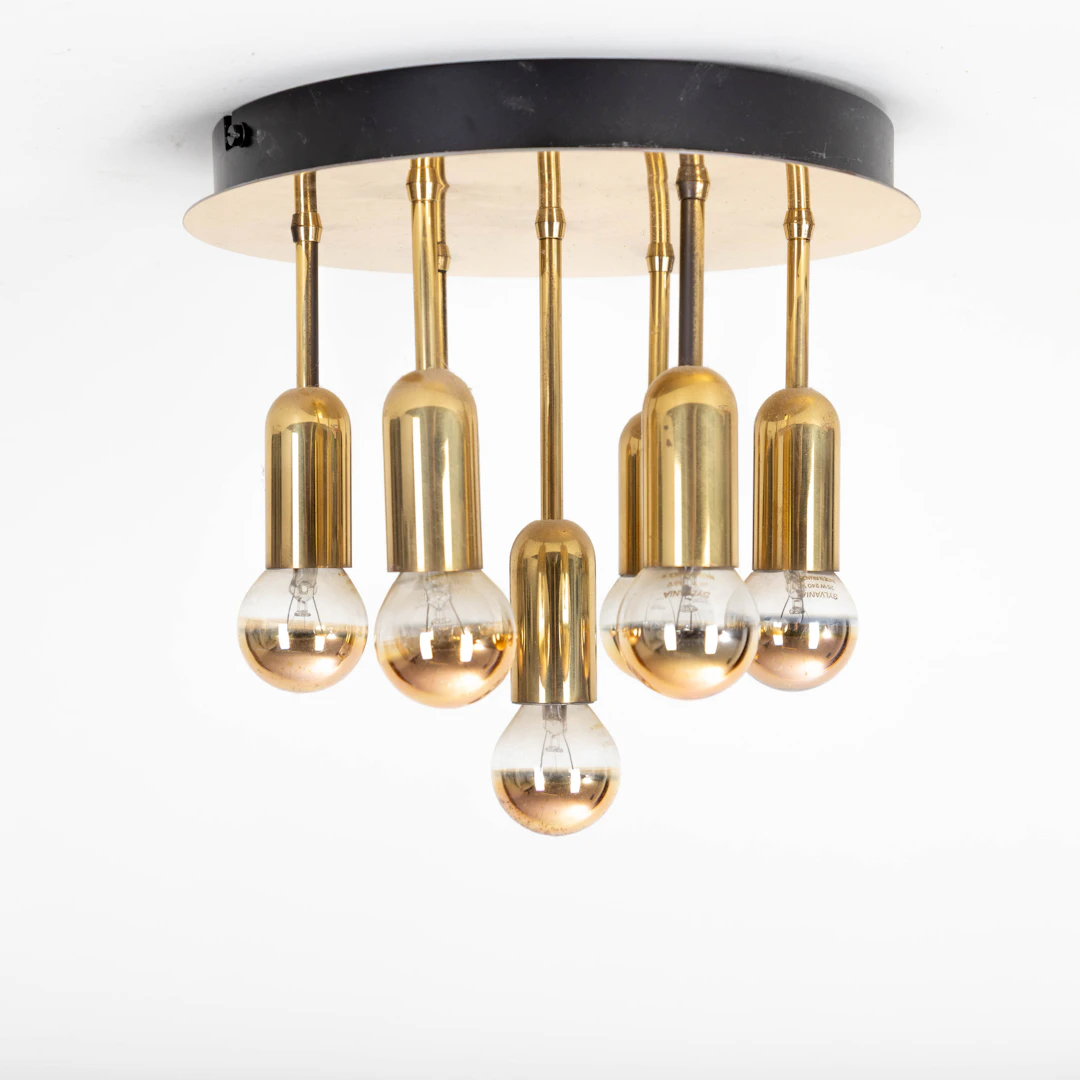 Flush Mount Messing Deckenlampe, 1970er Jahre.