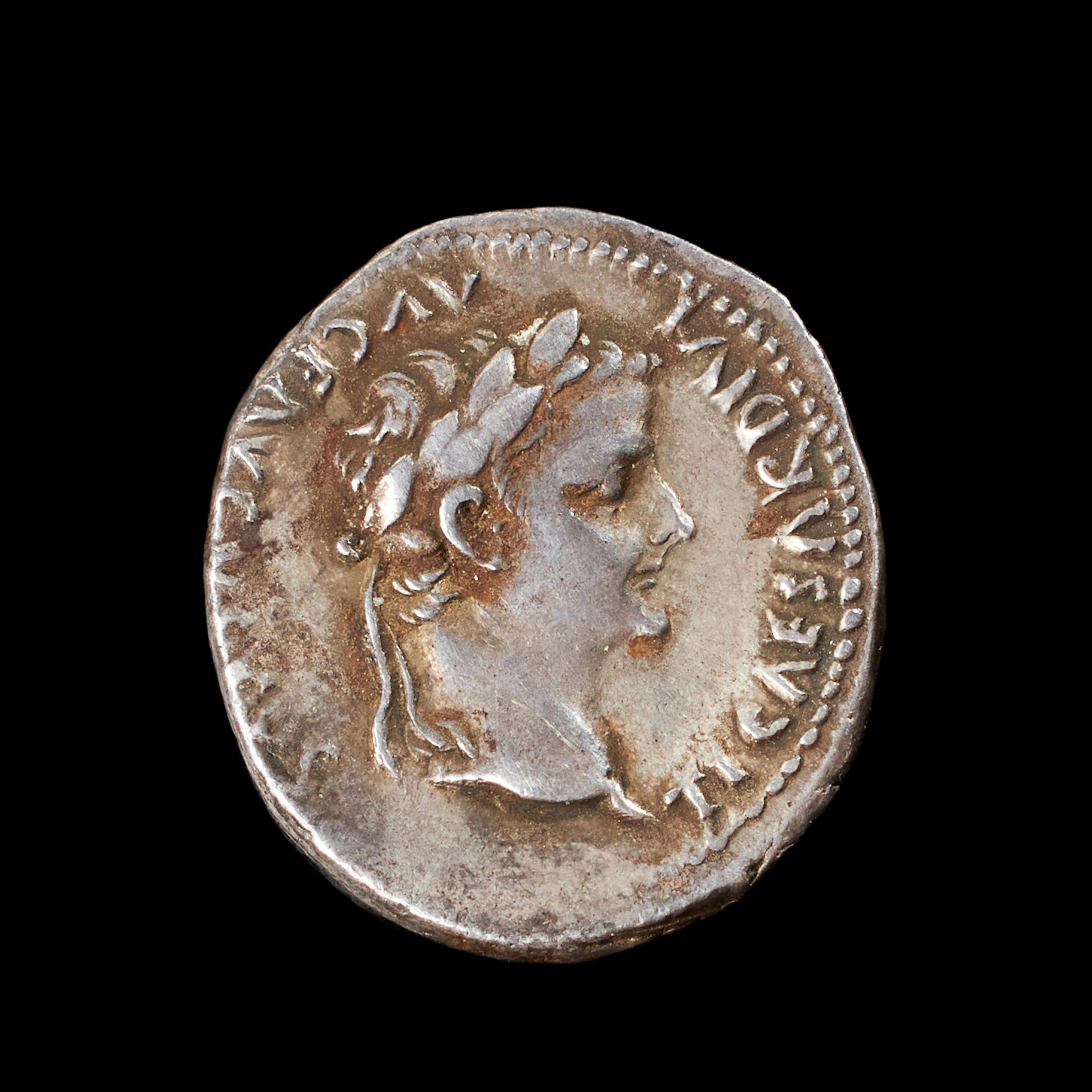 SILVERMYNT, romerskt, Tiberius, denarius präglad 14-37.