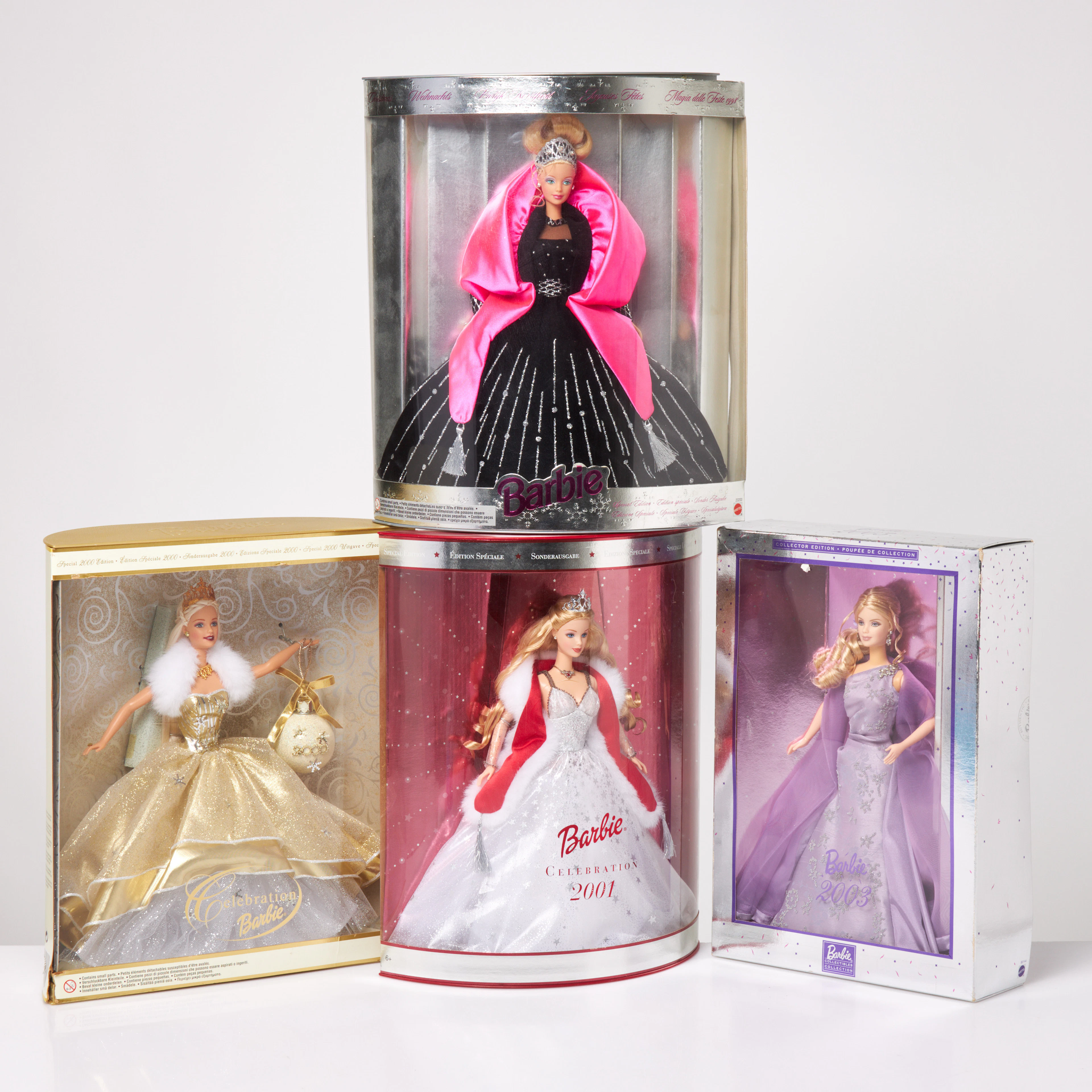 MATTEL, Barbie, 4 st, "Barbie Collector Edition 2003" "Happy Holidays