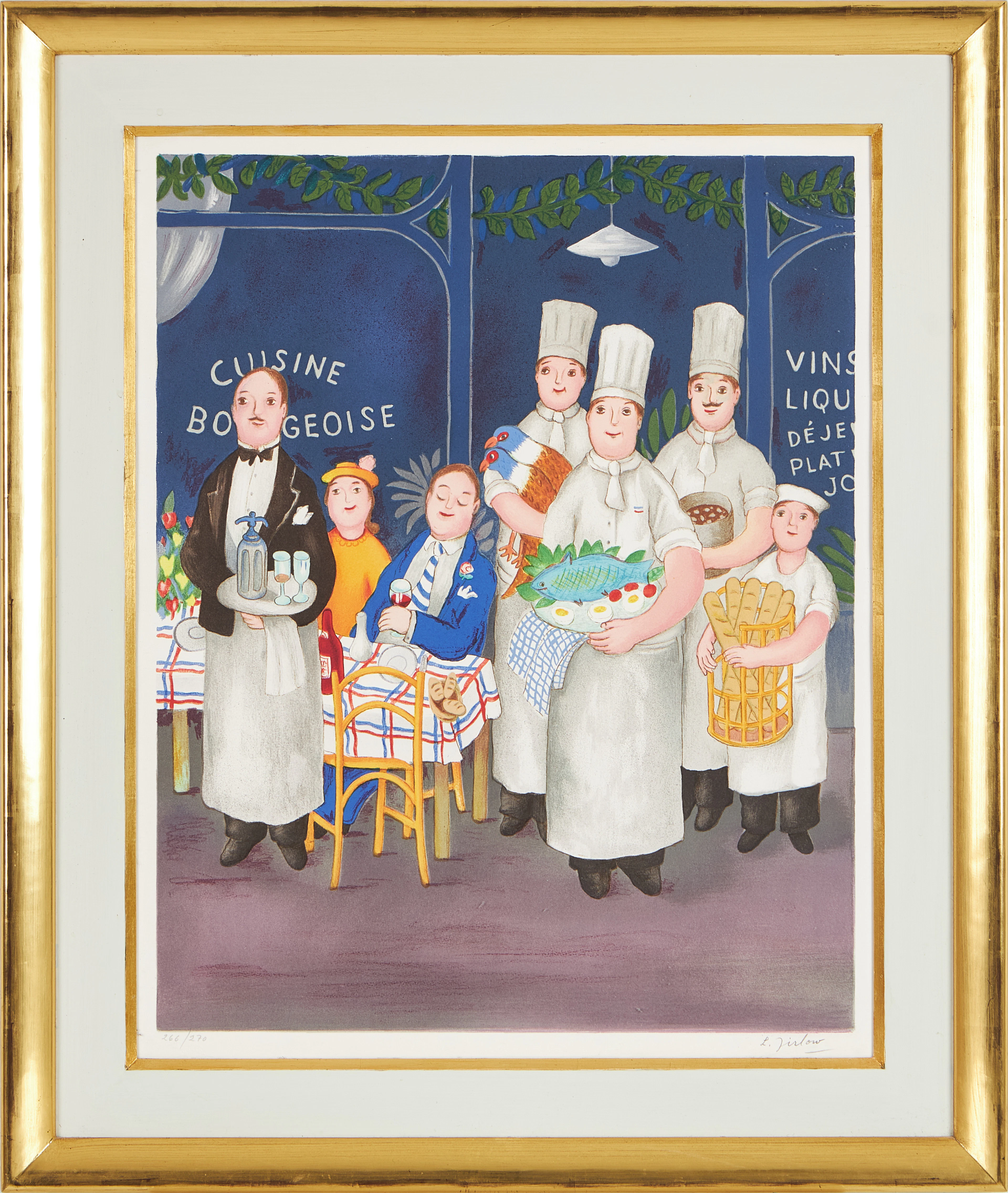 LENNART JIRLOW. "Cuisine Bourgeoise" Färglitografi, signerad L. Jirlow