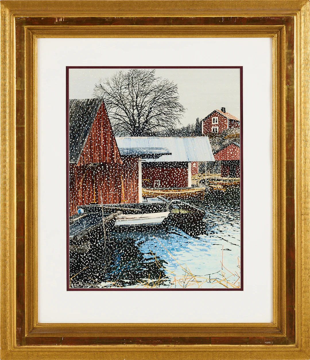 GÖRAN HAHNE. .Skärgårdsmotiv, akvarell och penna.