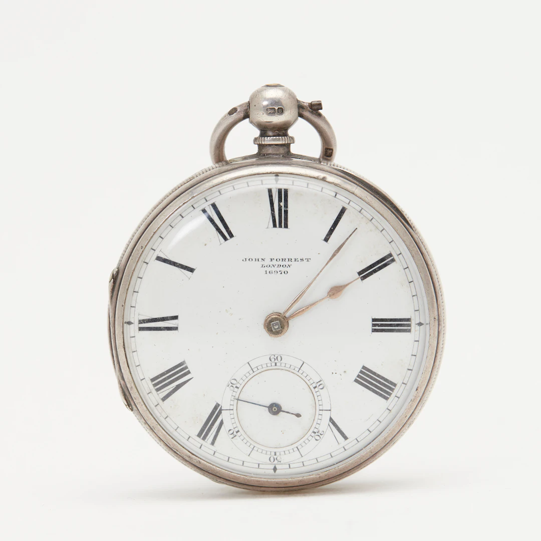 JOHN FORREST, LONDON. Marine-Taschenuhr, 925er Silber, Chronometer