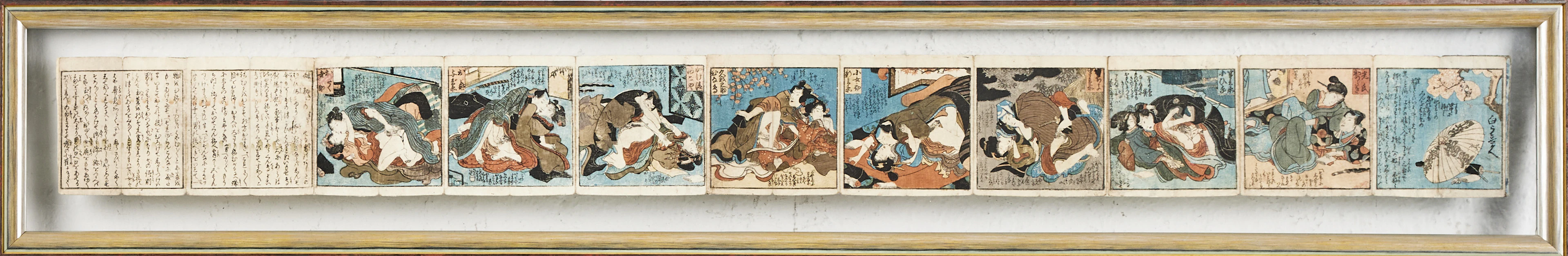 UTAGAWA TOYOKUNI III. "Shiki no Nagame", Shunga, träsnitt, Japan