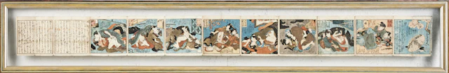 UTAGAWA TOYOKUNI III. "Shiki no Nagame", Shunga, träsnitt, Japan