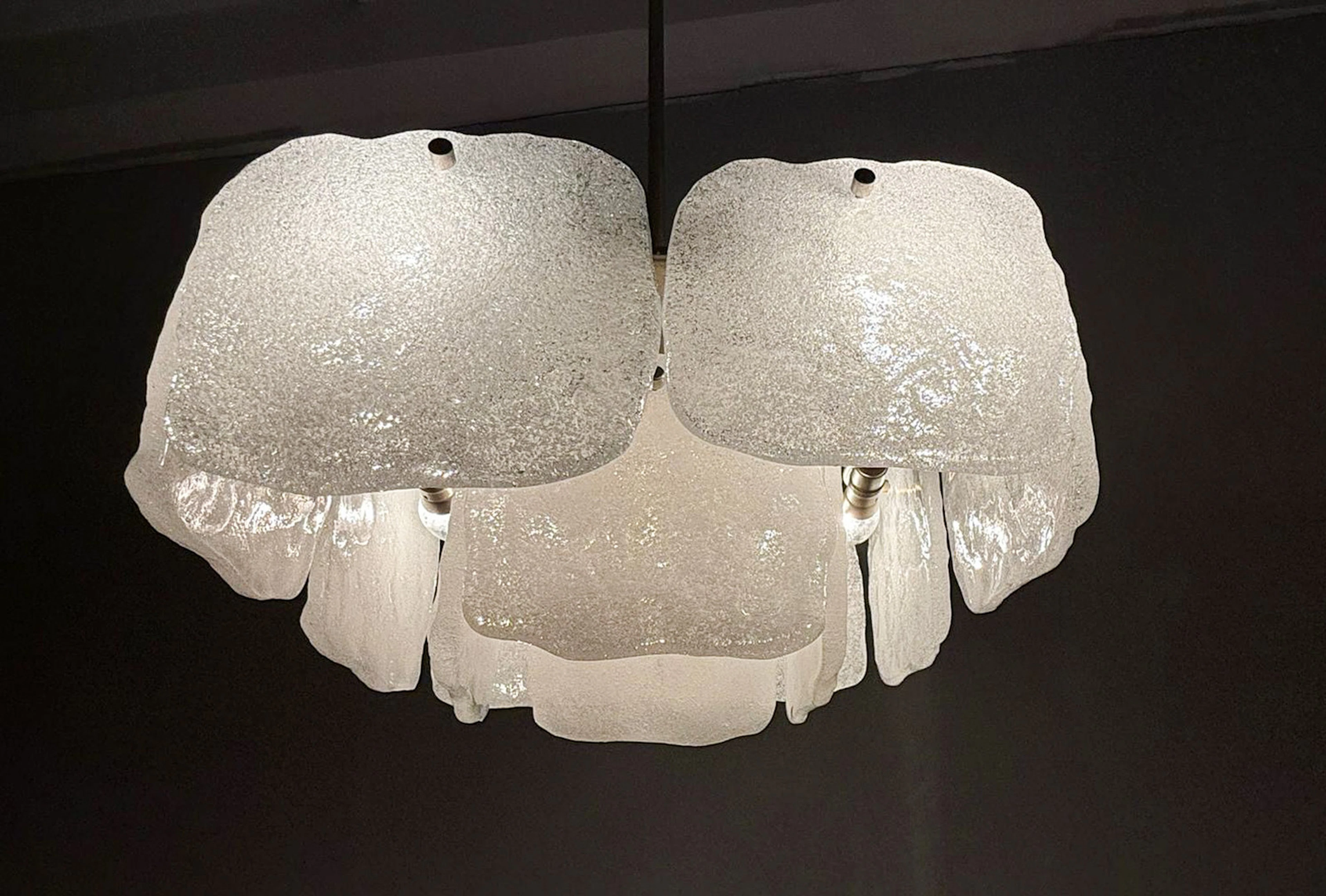 Eisglasleuchte/Deckenlampe von J.T. Kalmar für Kalmar Franken, Modell:
