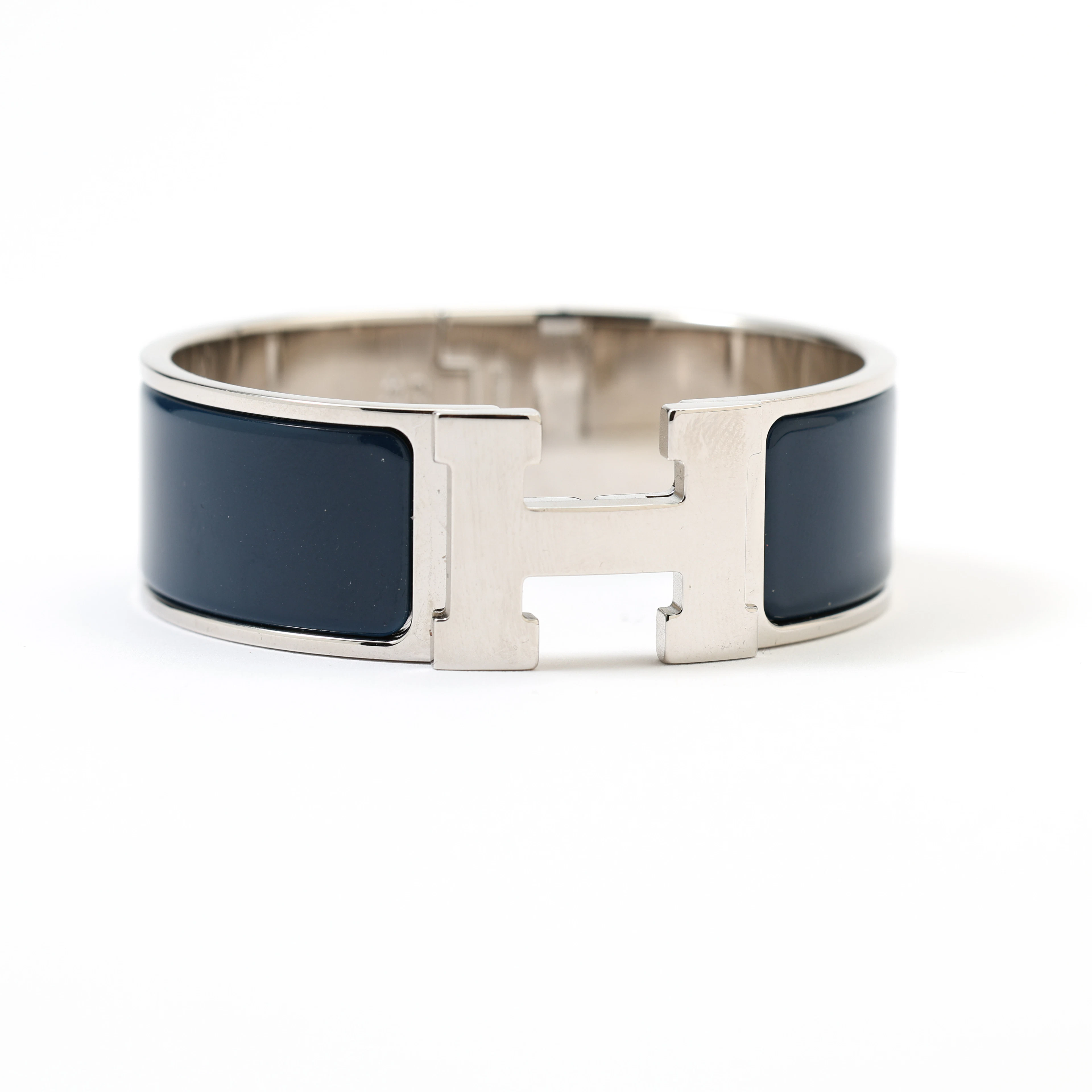 HERMES, armband"The Clic H braclet", armring i blå emalj, metall.