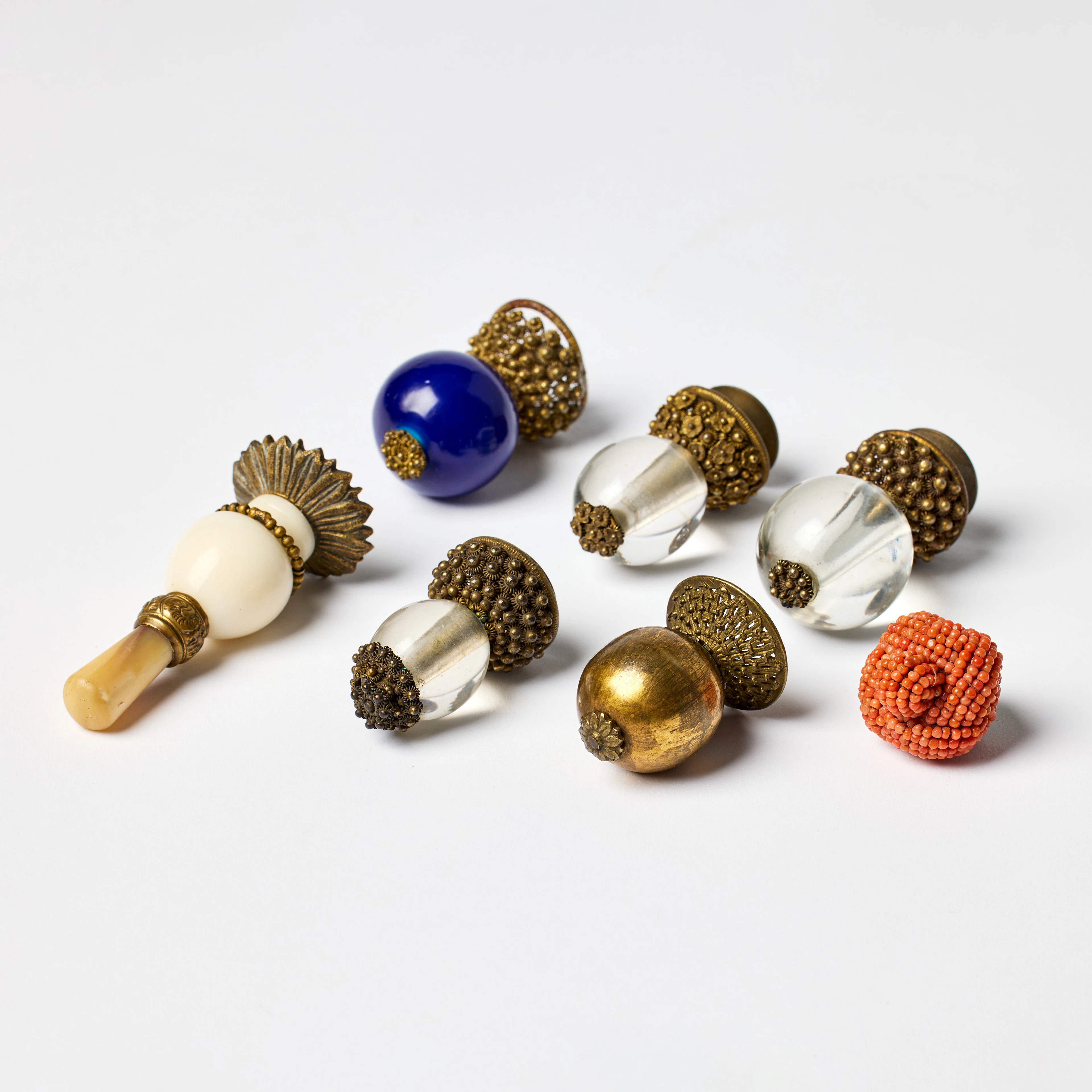 Seven Mandarin Court Hat Finials.