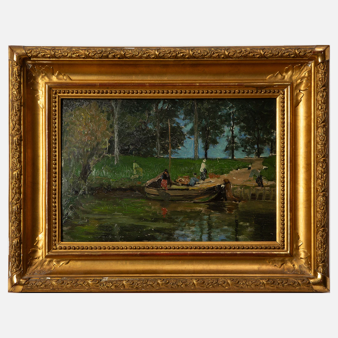 CARL SKÅNBERG. "Kanal med båt".
