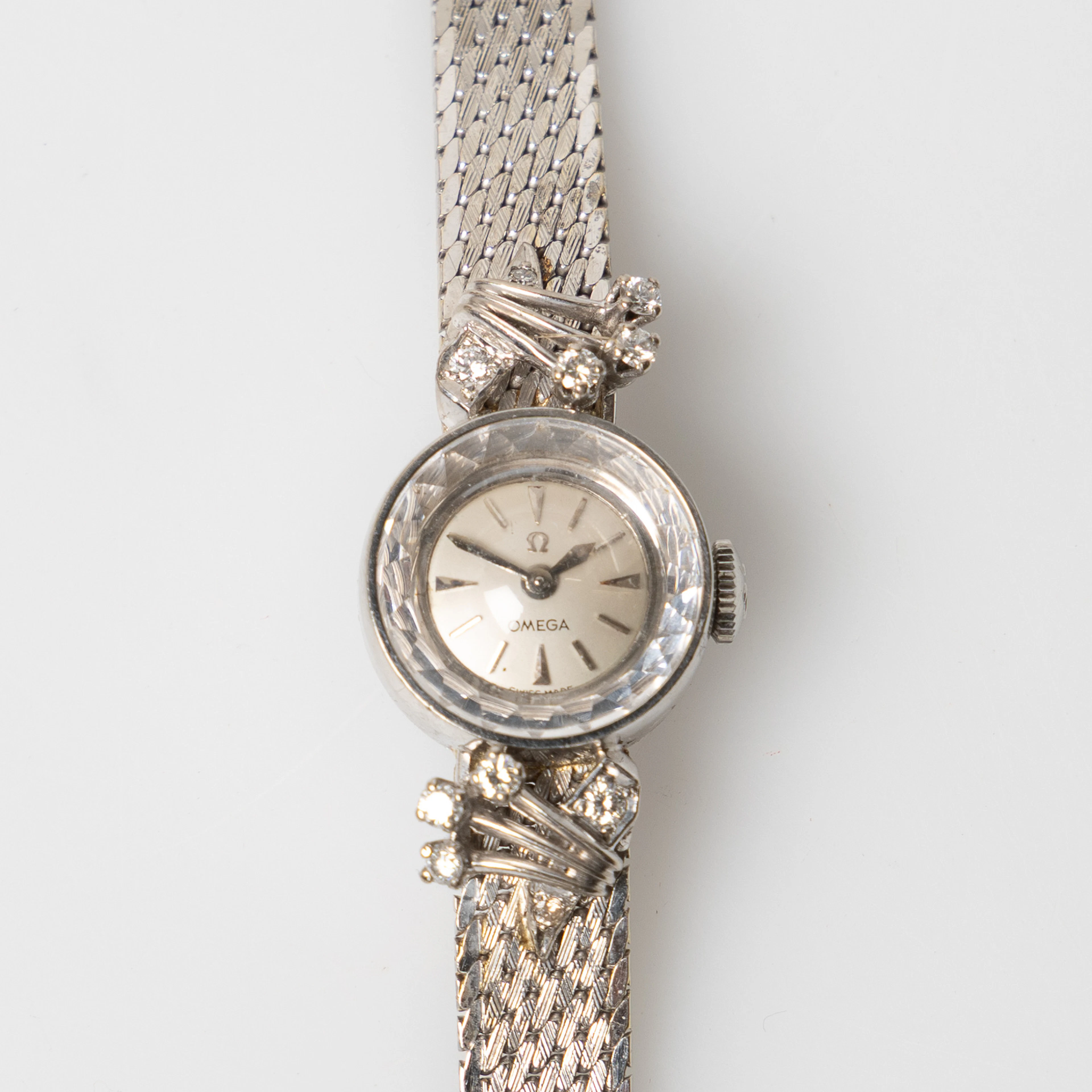 OMEGA, smyckesur, 15 mm, 18K vitguld, 1960-tal.
