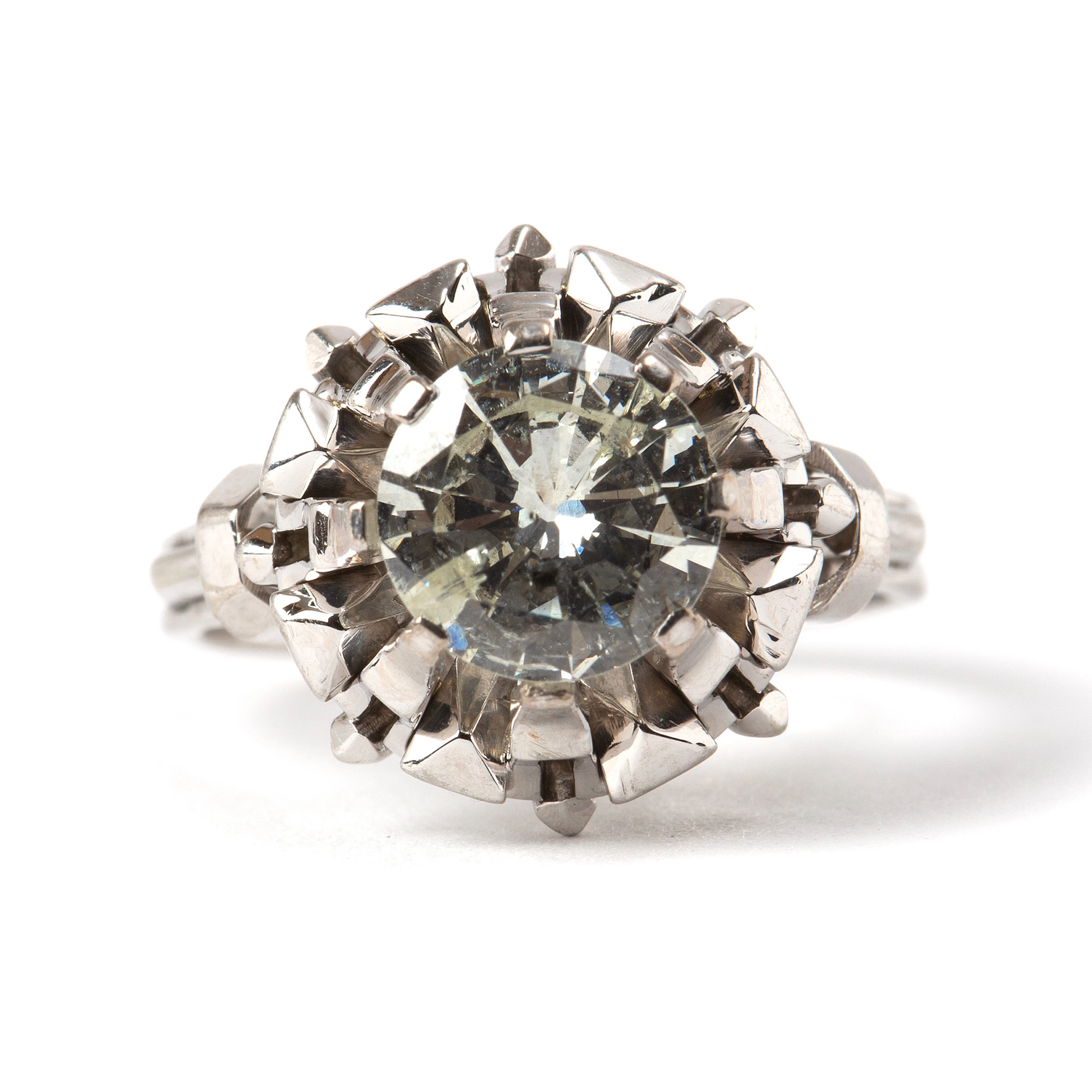 RING, 14K vitguld med diamant.