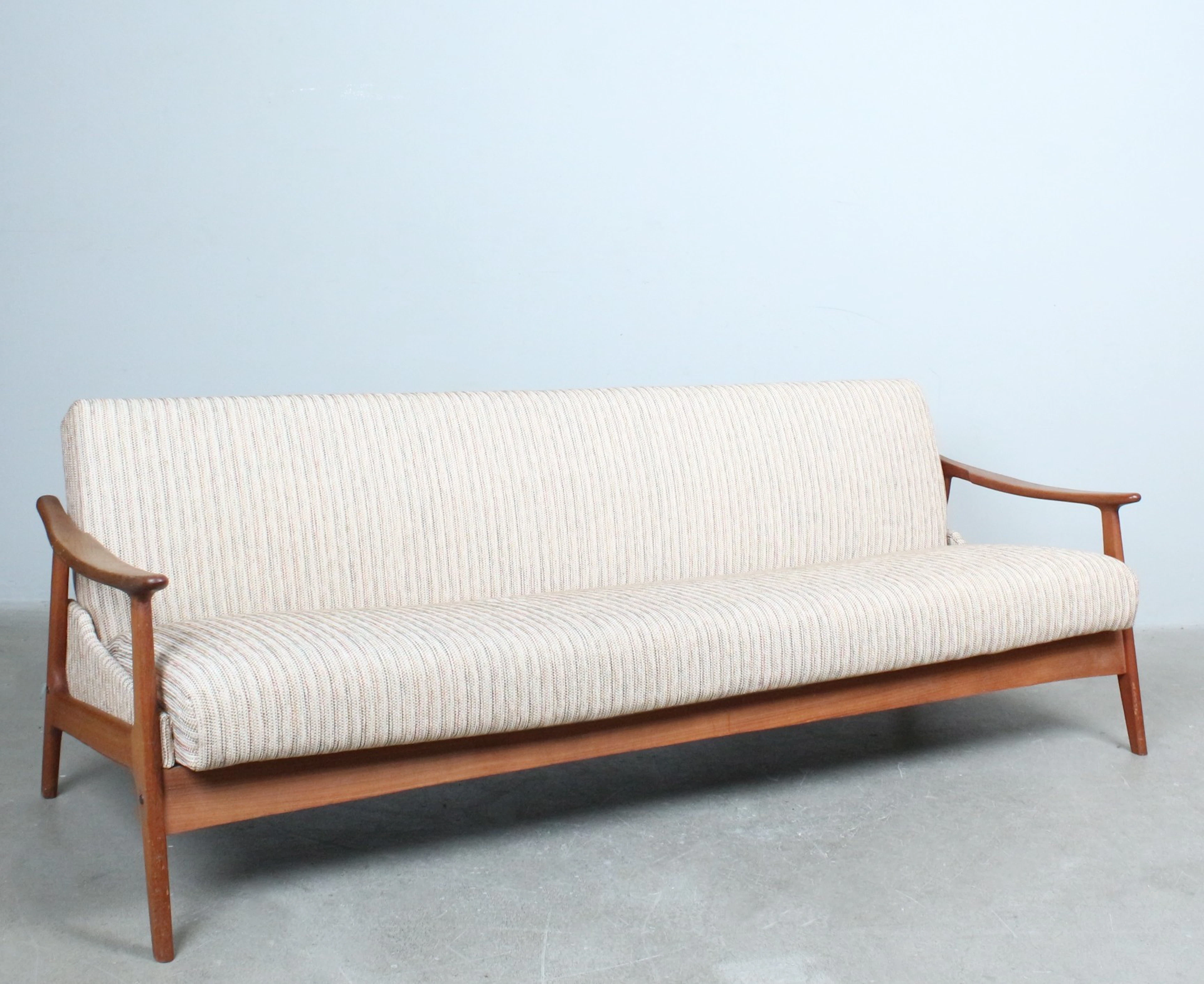 Skandinavisches Daybed / Convertible Lounge Sofa, Teak, aufgepolstert