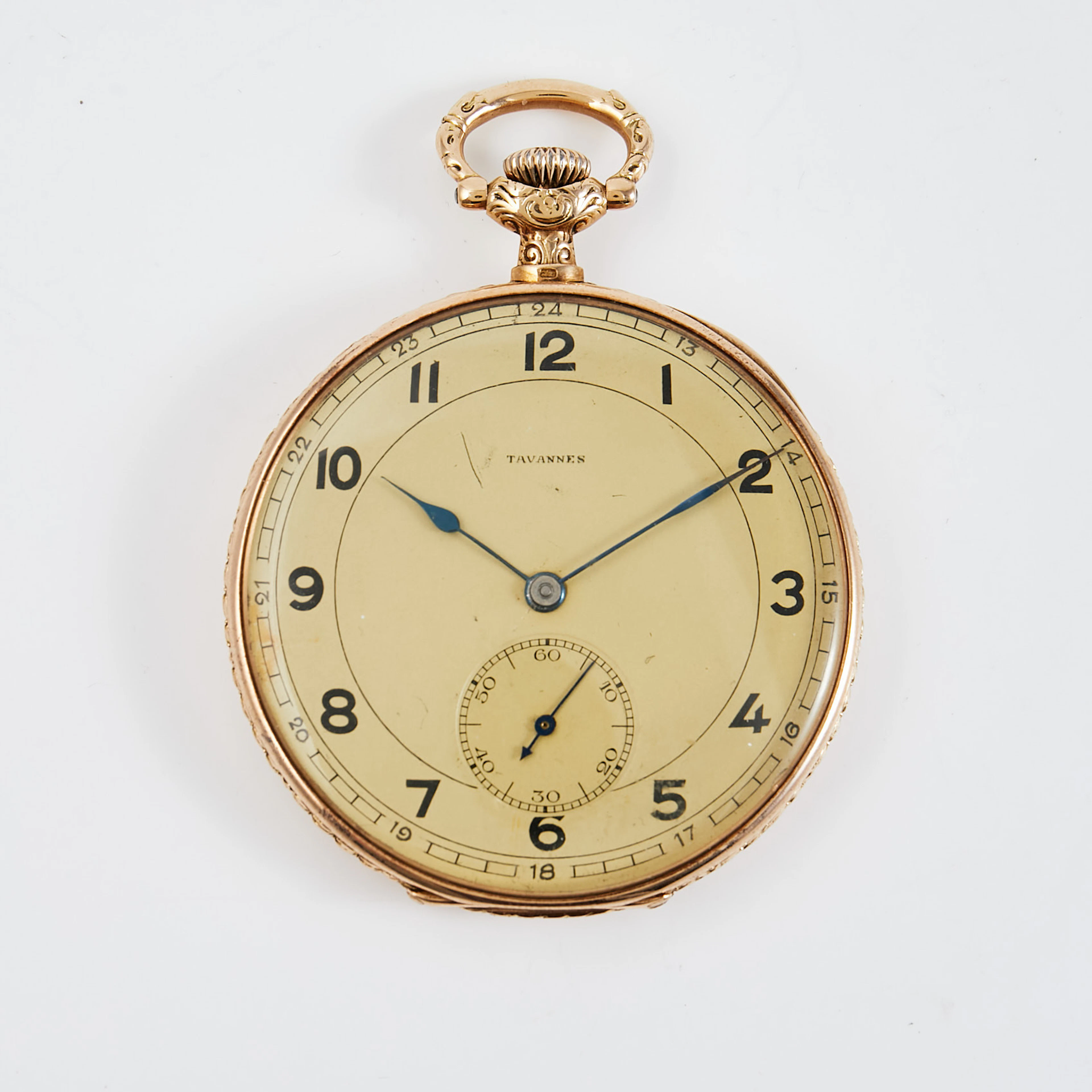 TAVANNES WATCH Co. fickur, boett i 14 k guld, ca 48 mm, 1930/1940-tal.