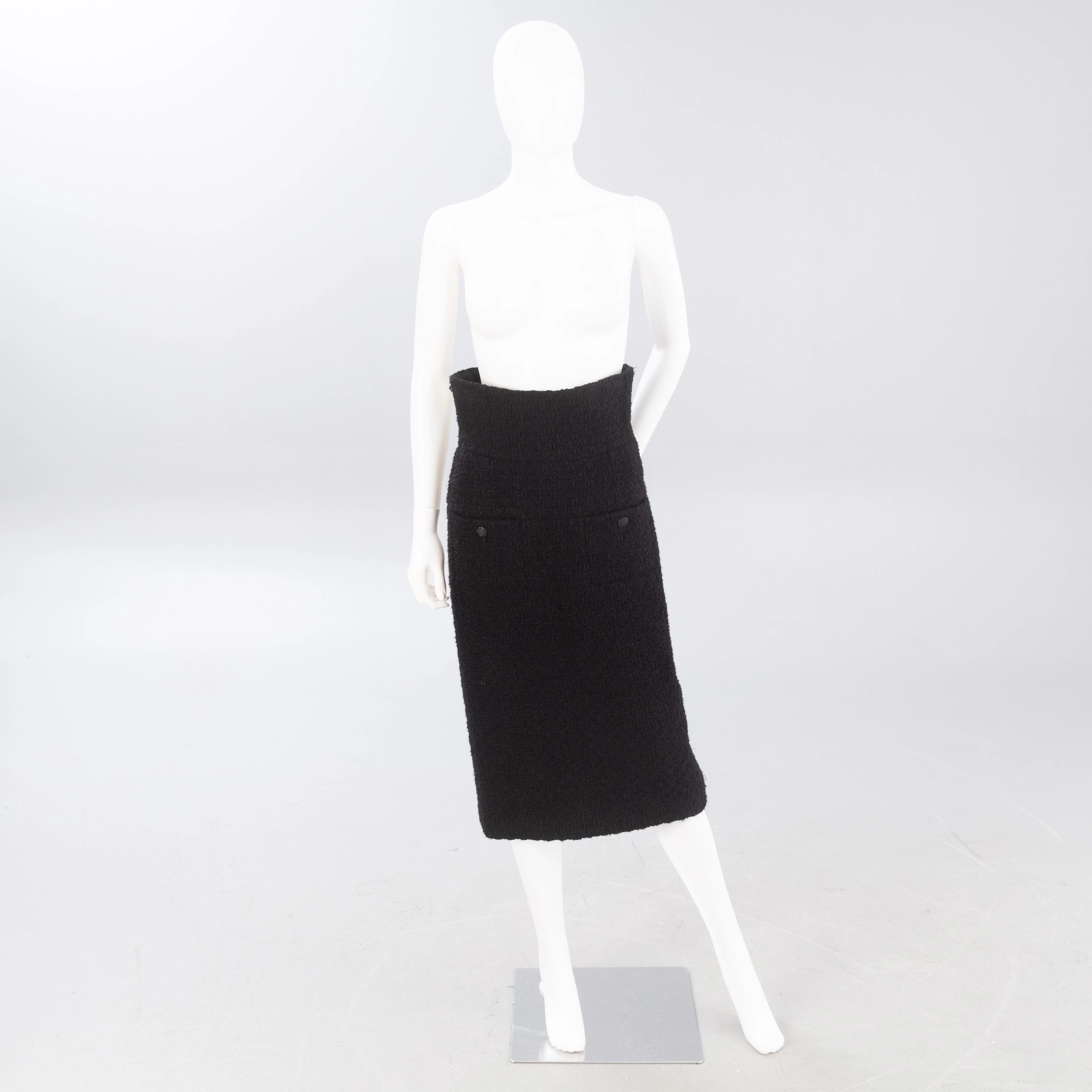 CHANEL. Bouclé High-Waist Bleistiftrock.