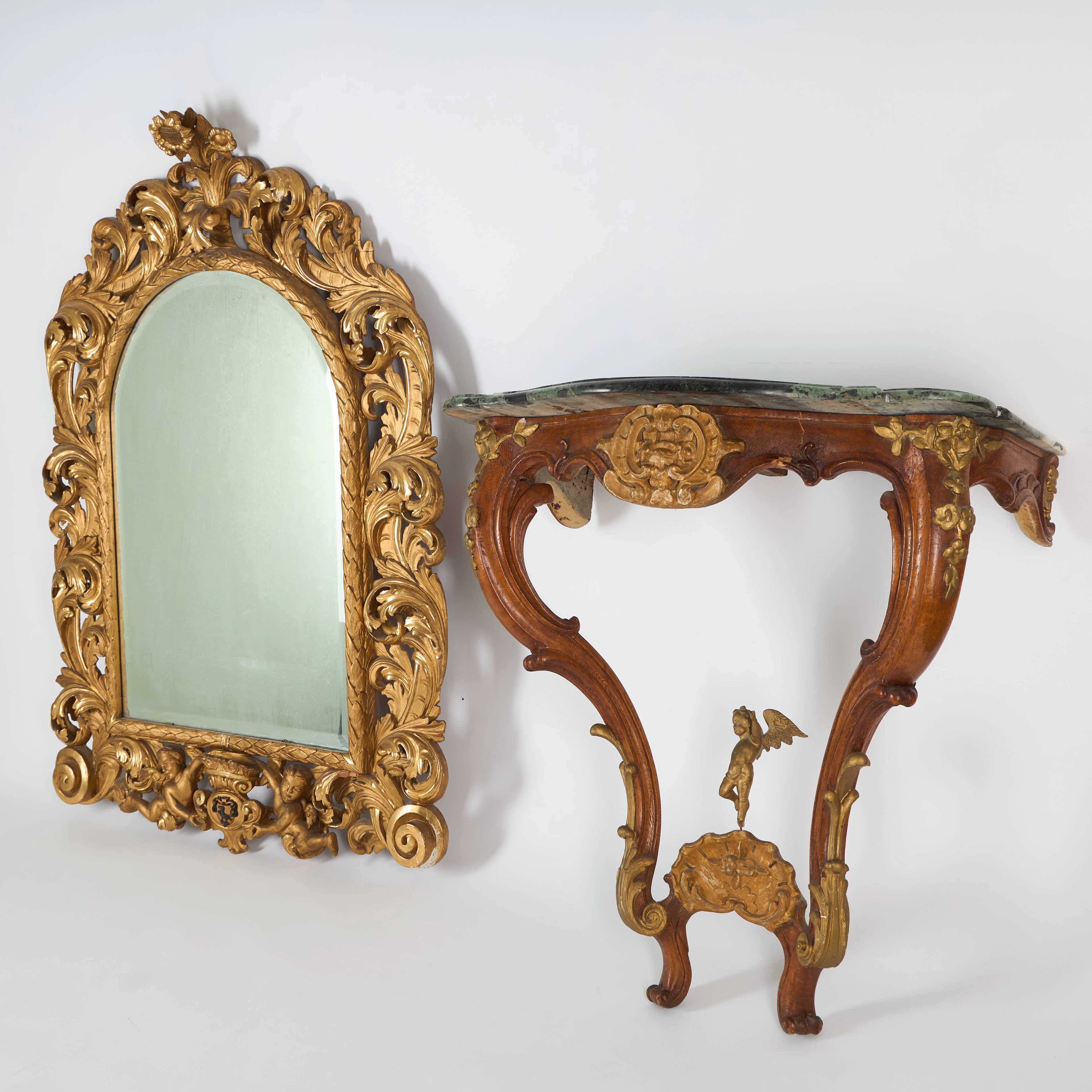 SPEGEL OCH KONSOLBORD, rokoko- /Louis XV-stil.