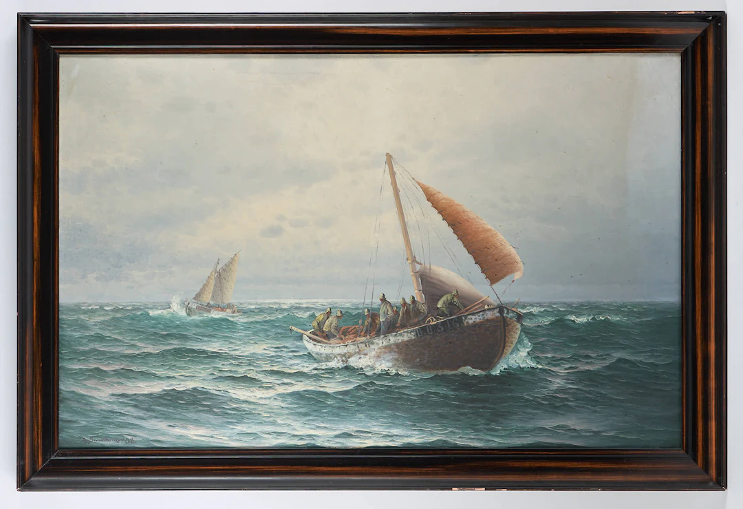THERESIA SANDSTRÖM (1893-1981). Fiskare på havet, signerad samt daterad