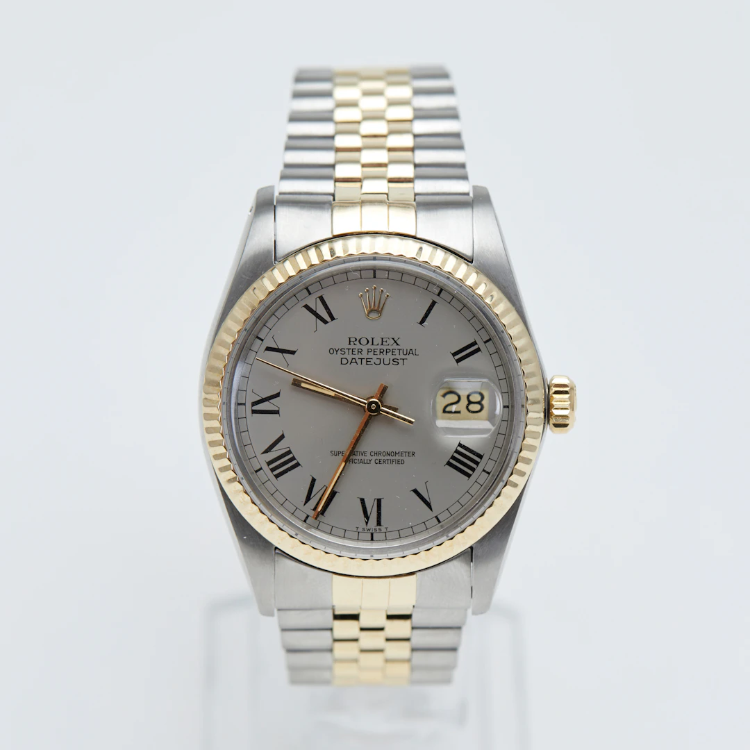 ROLEX. Armbanduhr, Datejust, 36 mm, Ref. 16013, Jubilee-Armband, Stahl/Gold