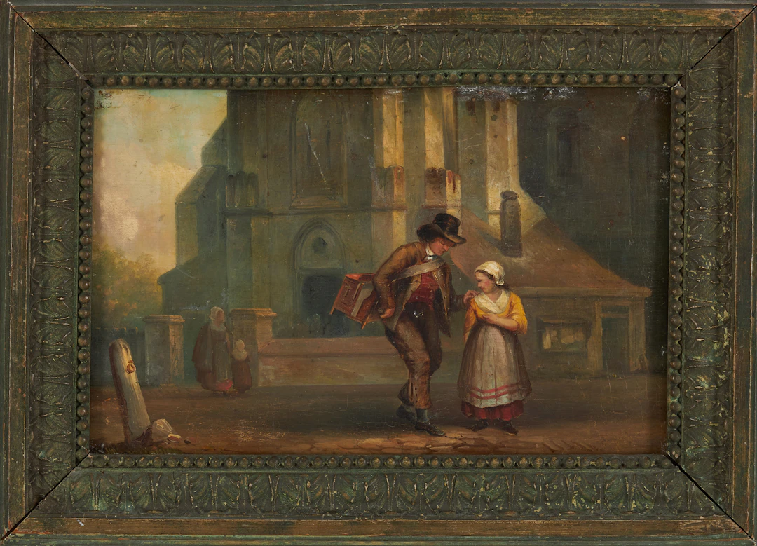 OKÄND KONSTNÄR, olja på pannå, osignerad, 1800-tal.