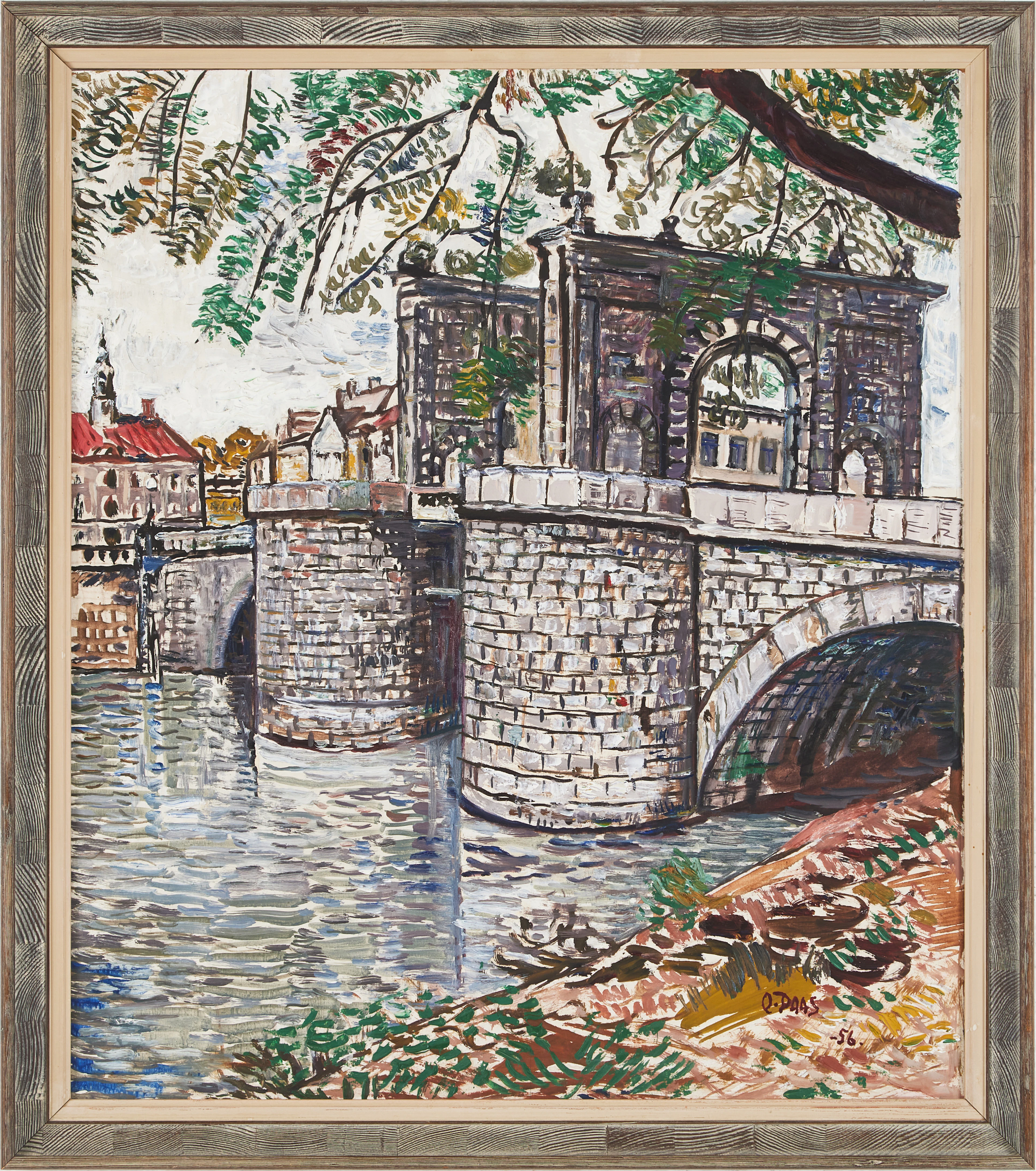 OTTO PAAS (ESTLAND/SVERIGE 1918-1987). ”Stenbron över floden Emajõgi i Tartu”.