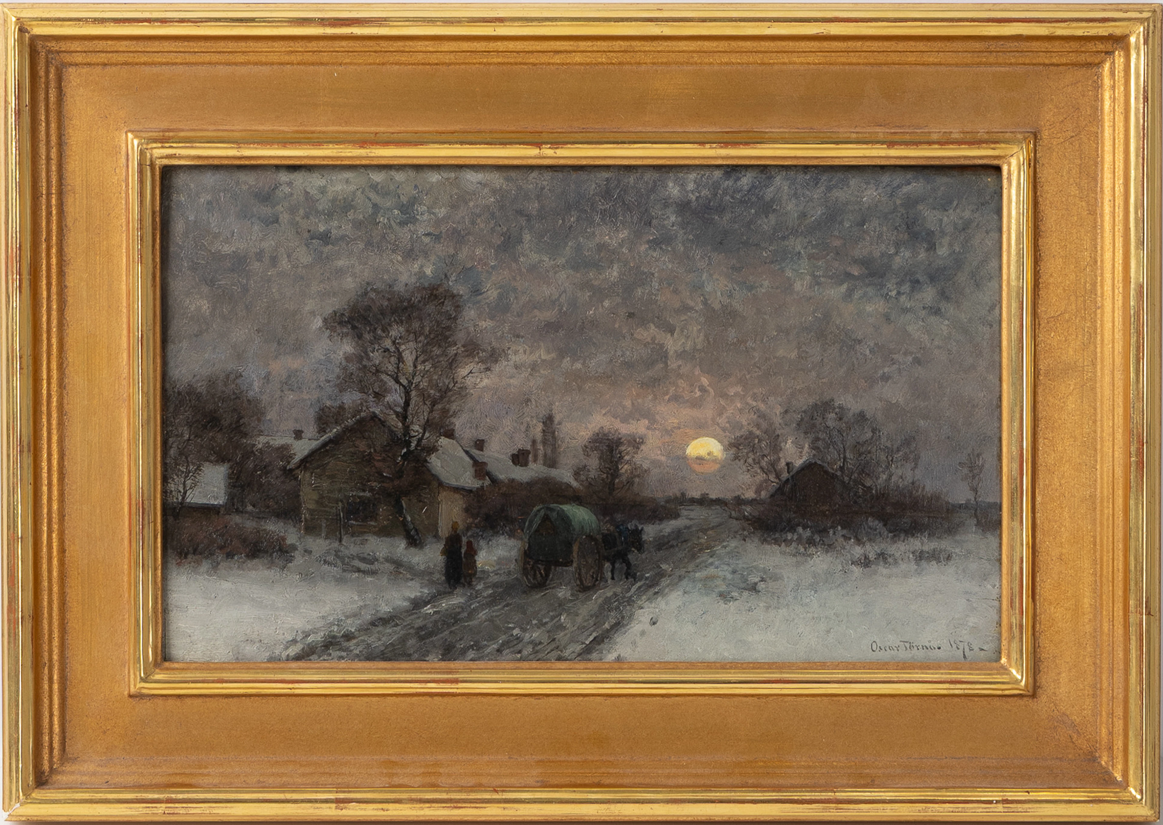 OSCAR TÖRNÅ (1842-1894). Vinterlandskap. olja på pannå.