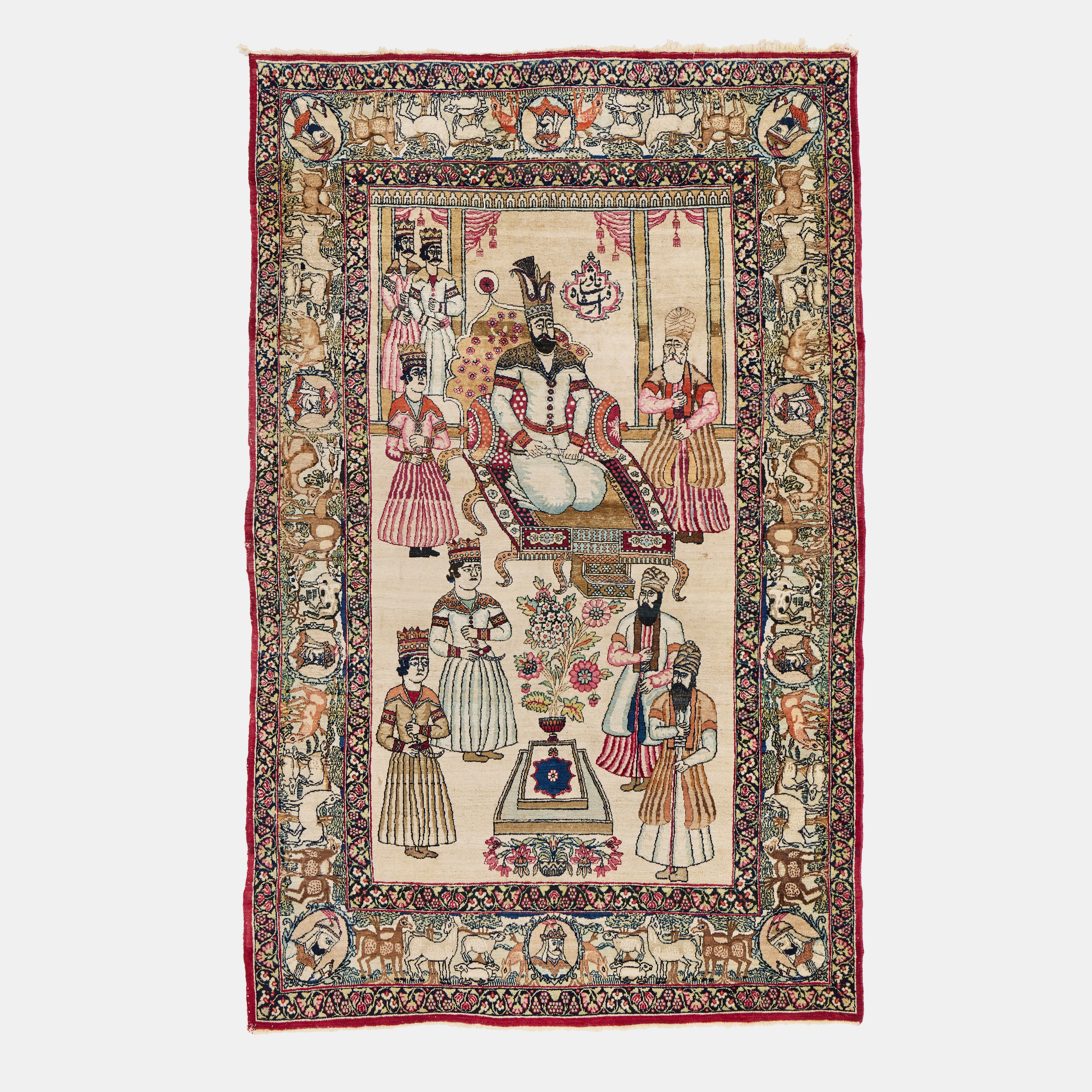 ORIENTMATTA, Kirman Laver, figural, antik, ca 208,5 x 130,5-133 cm.