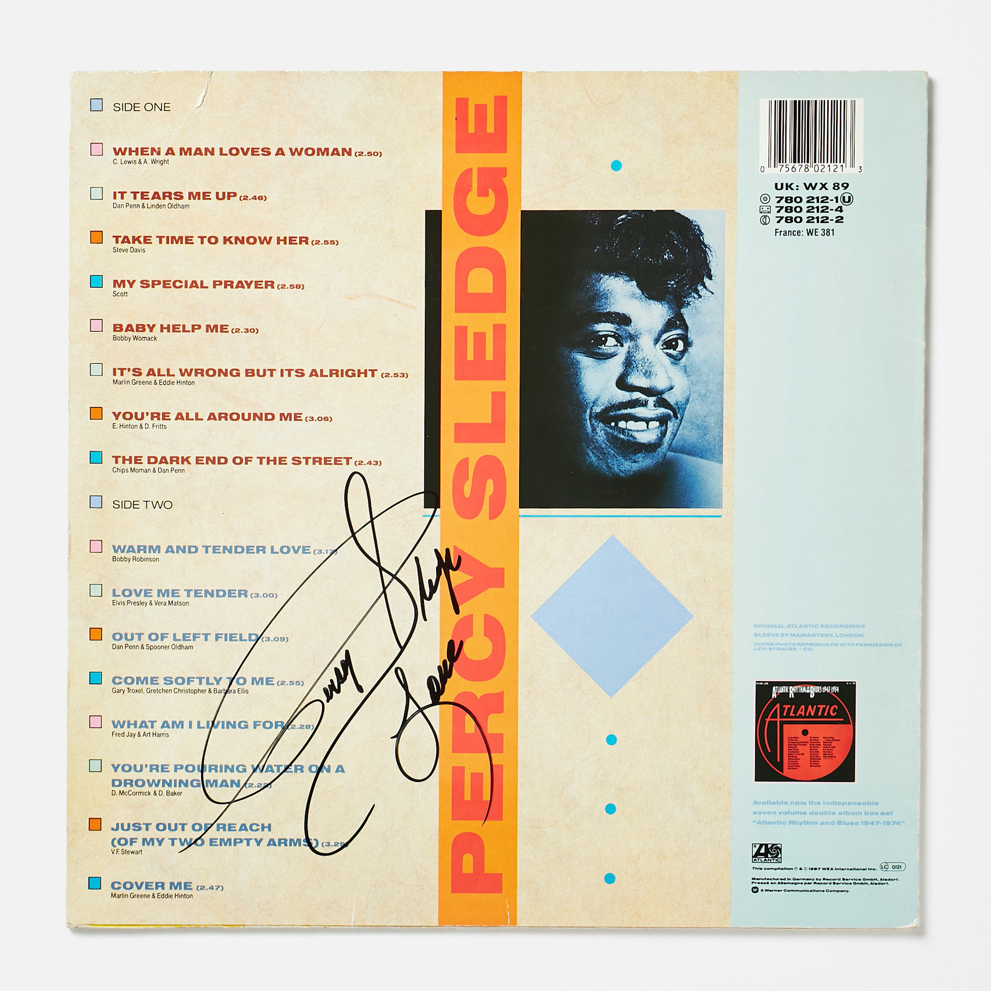 PERCY SLEDGE, signerad skiva, LP signerad av Percy Sledge (1940-2015).