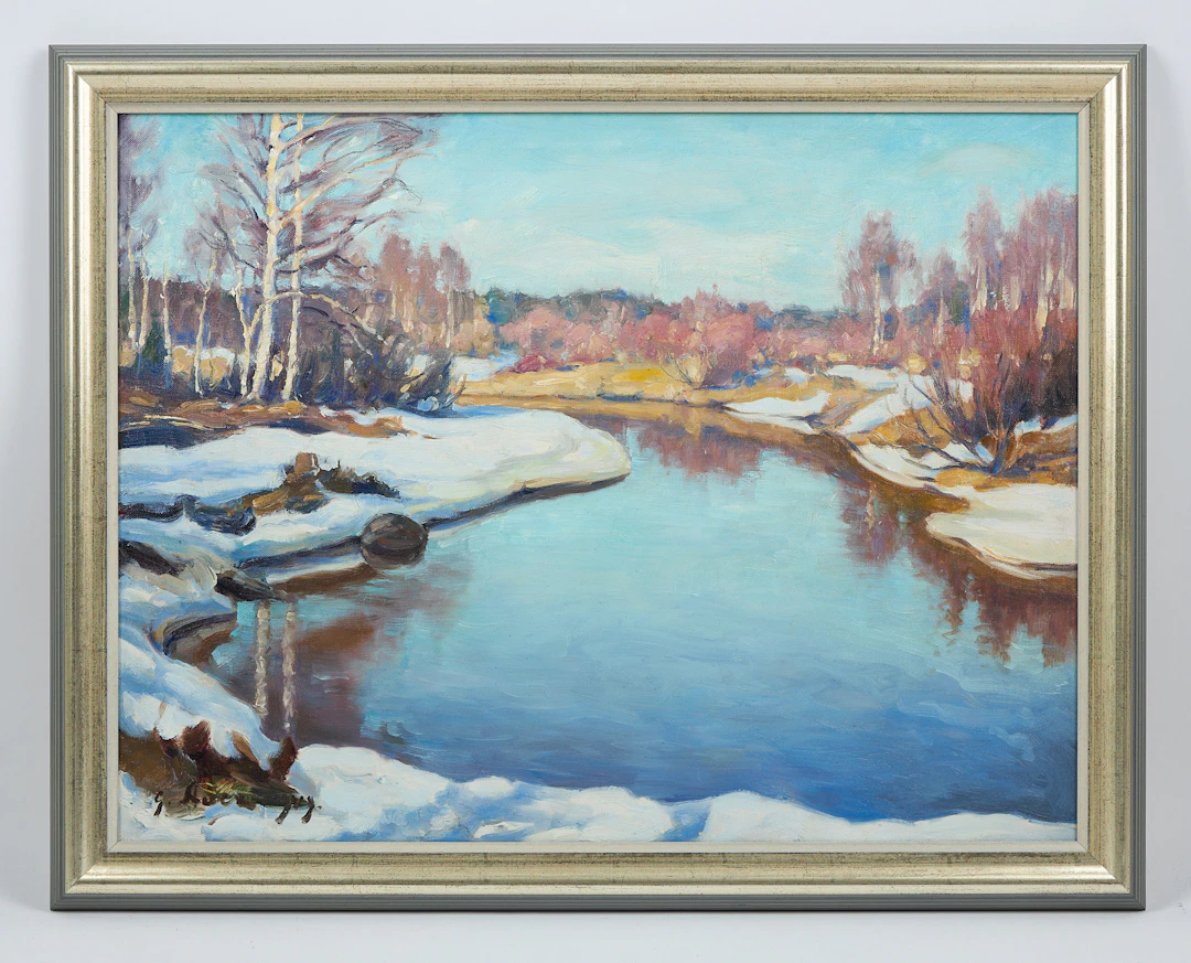 GRIGOR AUER. Vårlandskap från Lahnajoki, Koli, signerad samt daterad