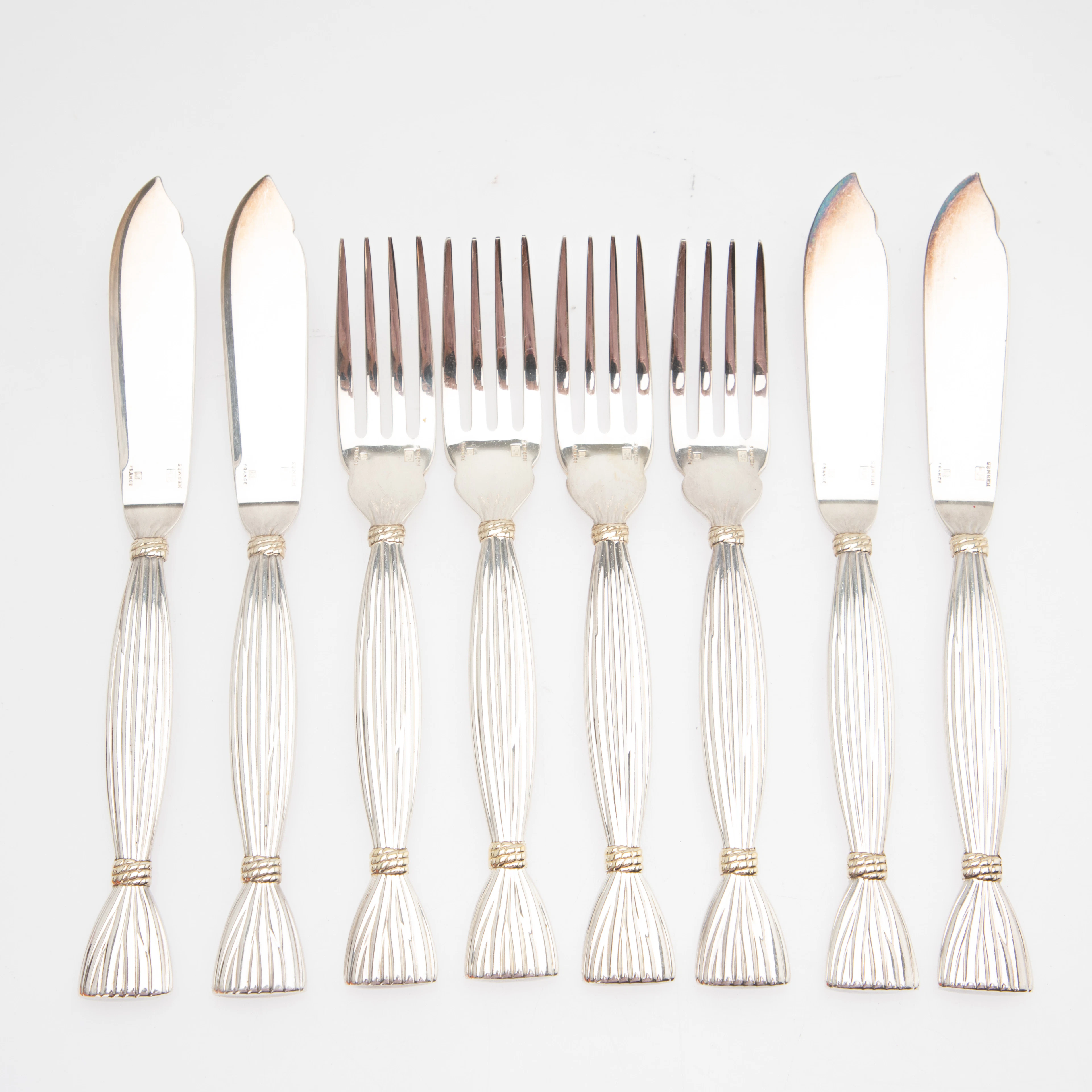 HERMES. Fischbesteck Dekor ´Moisson`, versilbert, Christofle, Paris
