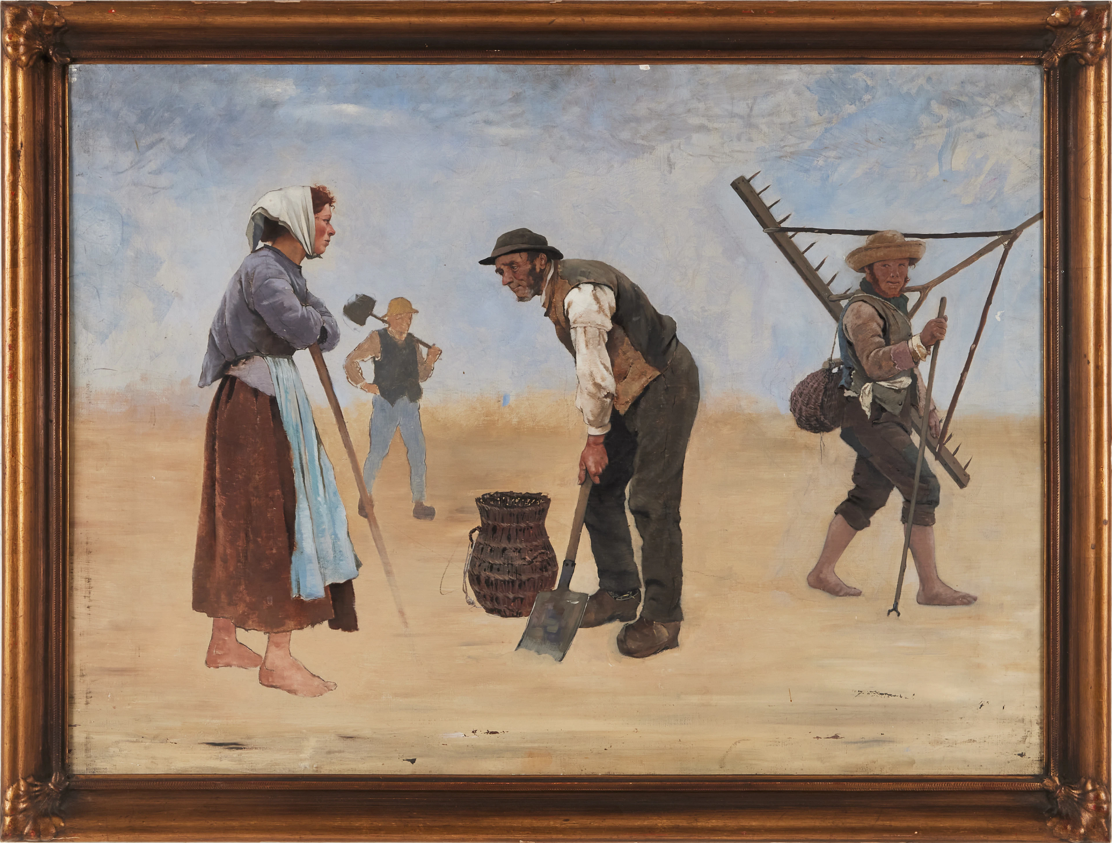 AUGUST HAGBORG. Musselplockare, motiv från Normandie, oljemålning