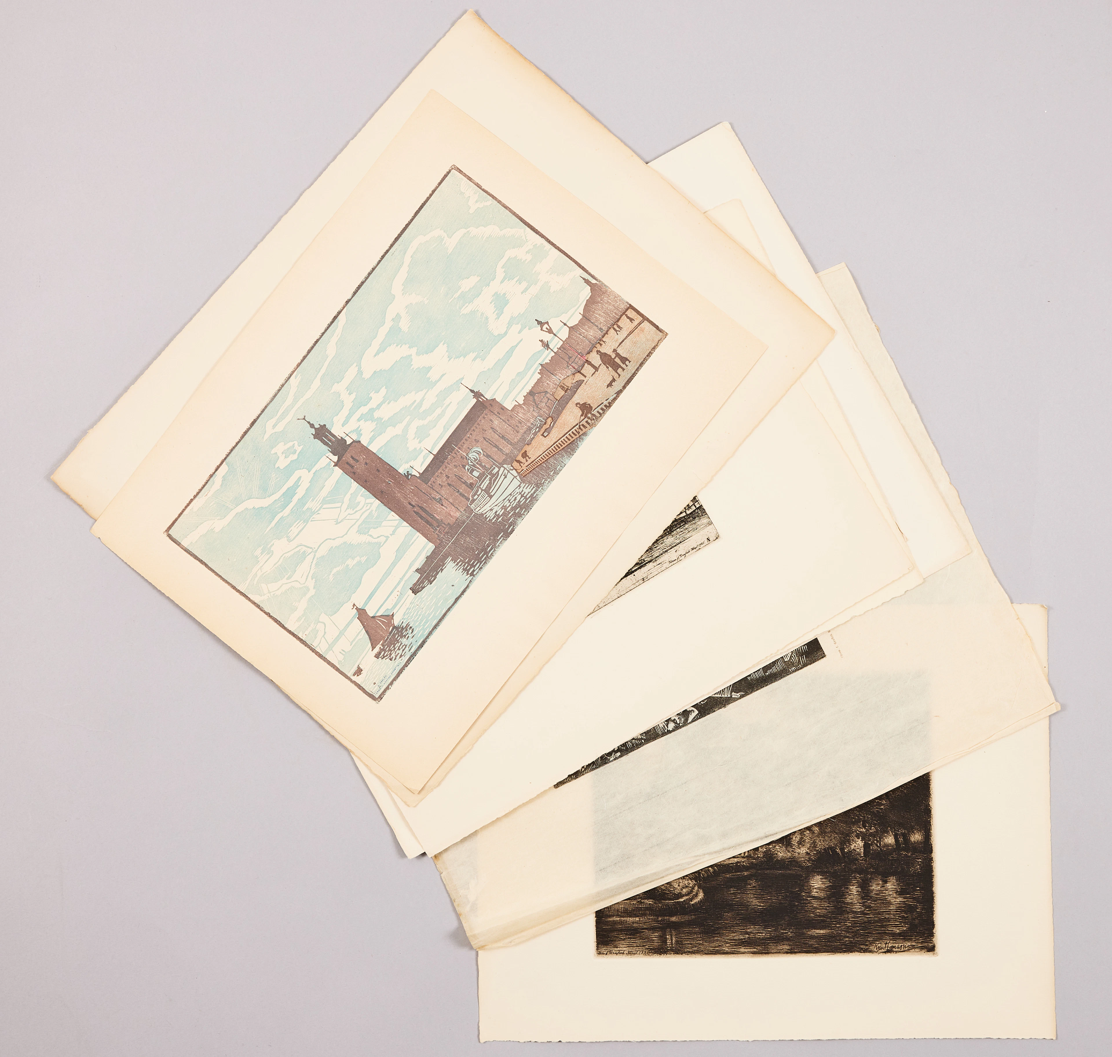 FÖRENINGEN FÖR GRAFISK KONST. 8 blad ur portföljer 1925 och 1926.