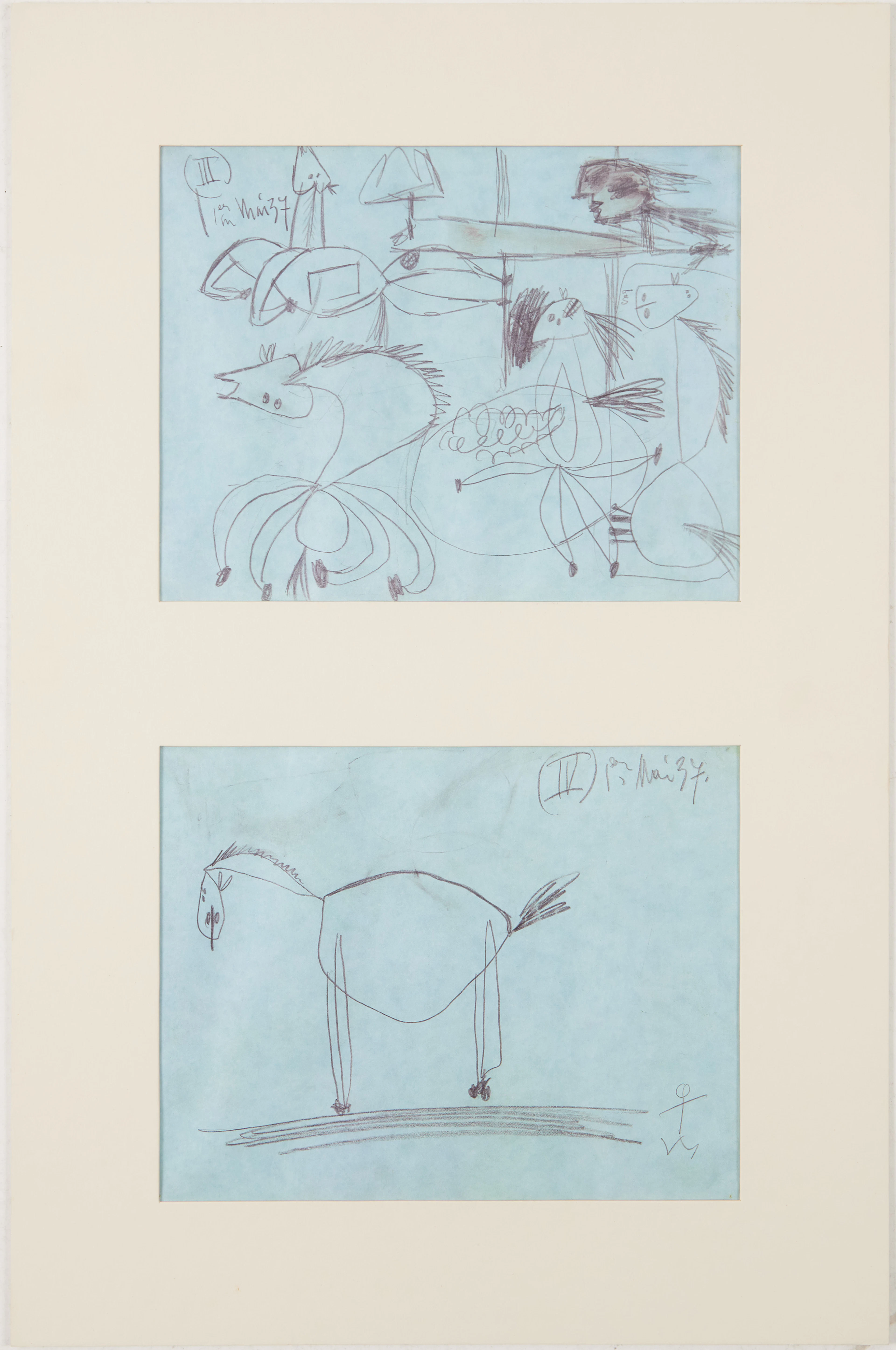 PABLO PICASSO. EFTER. Faksimilskiss, ur ”Guernica”, svensk utgåva