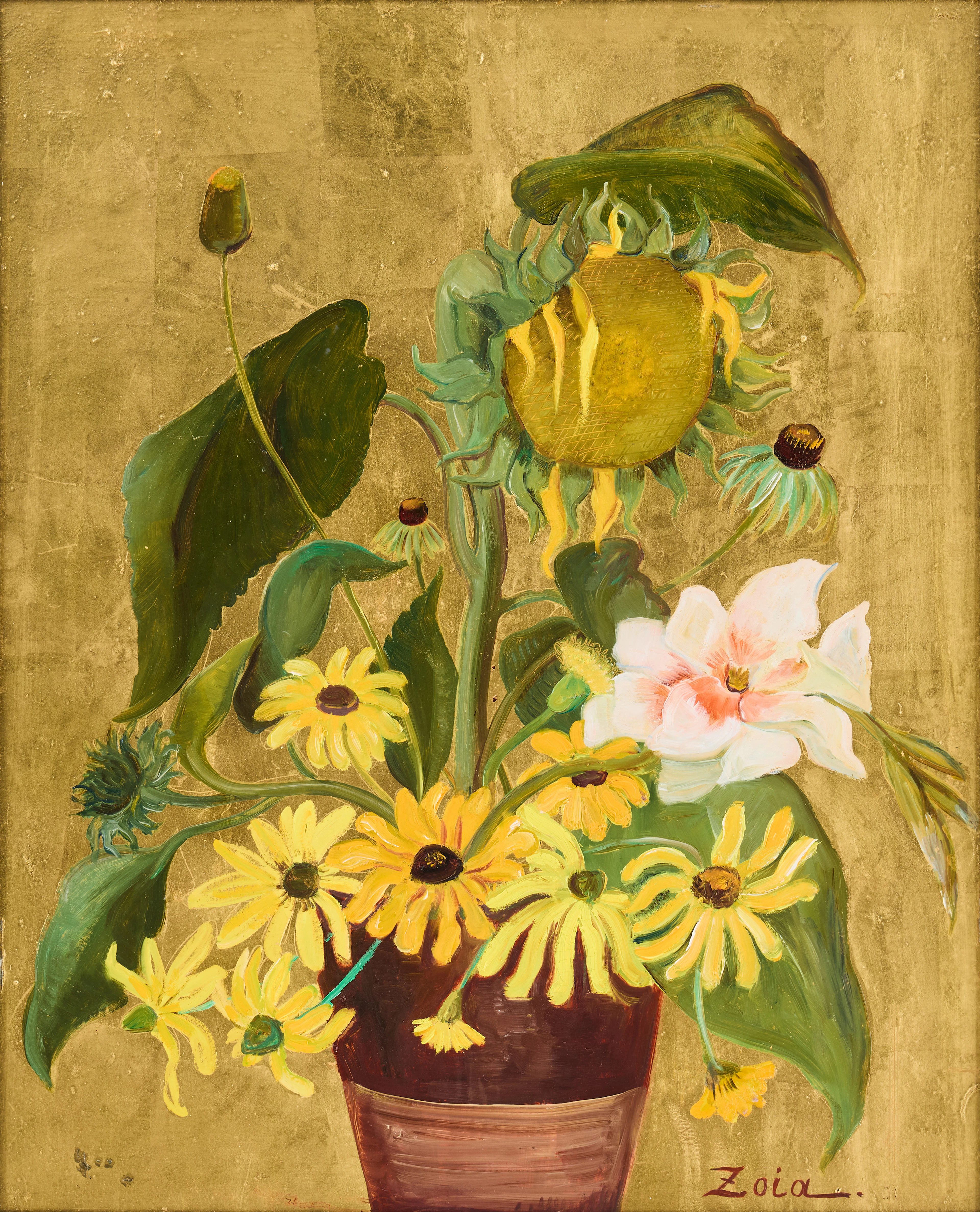 ZOIA KRUKOVSKYA 1903-1999. Stilleben med solros och rudbeckia.