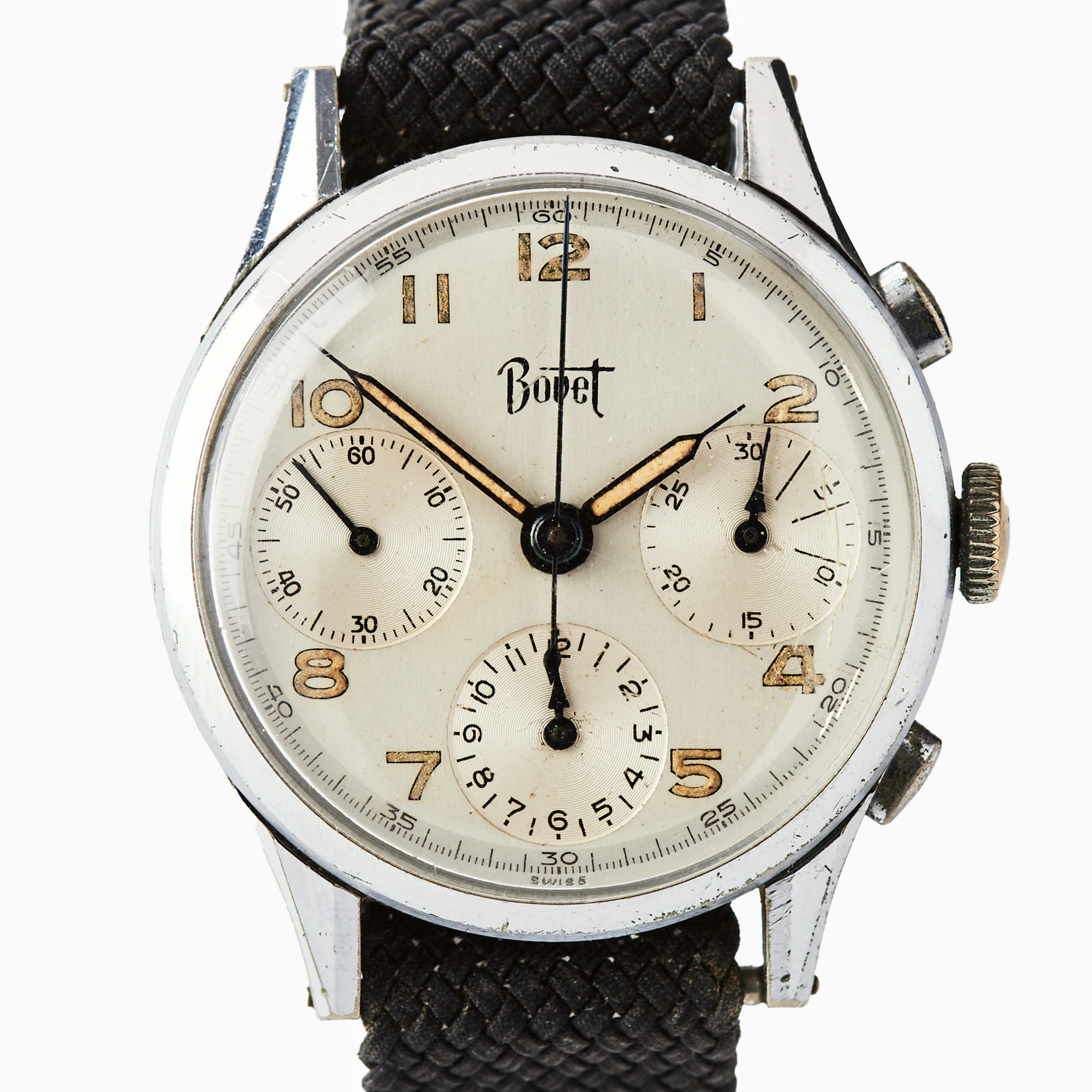 BOVET, kronograf, armbandsur, 35,5 mm, stål/vitmetall, ca 1940.