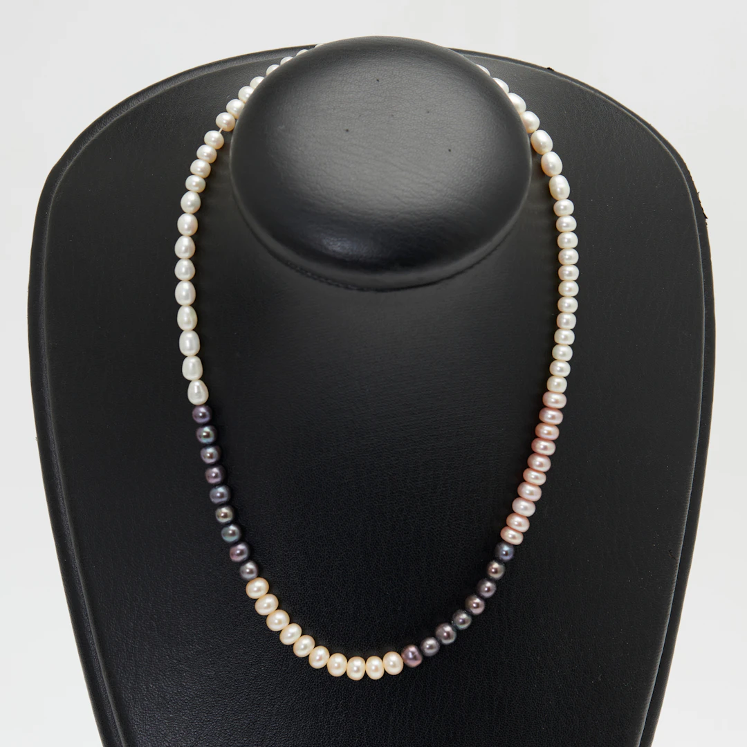 KETTE, 585er Gelbgold, Multicolor-Perlen.